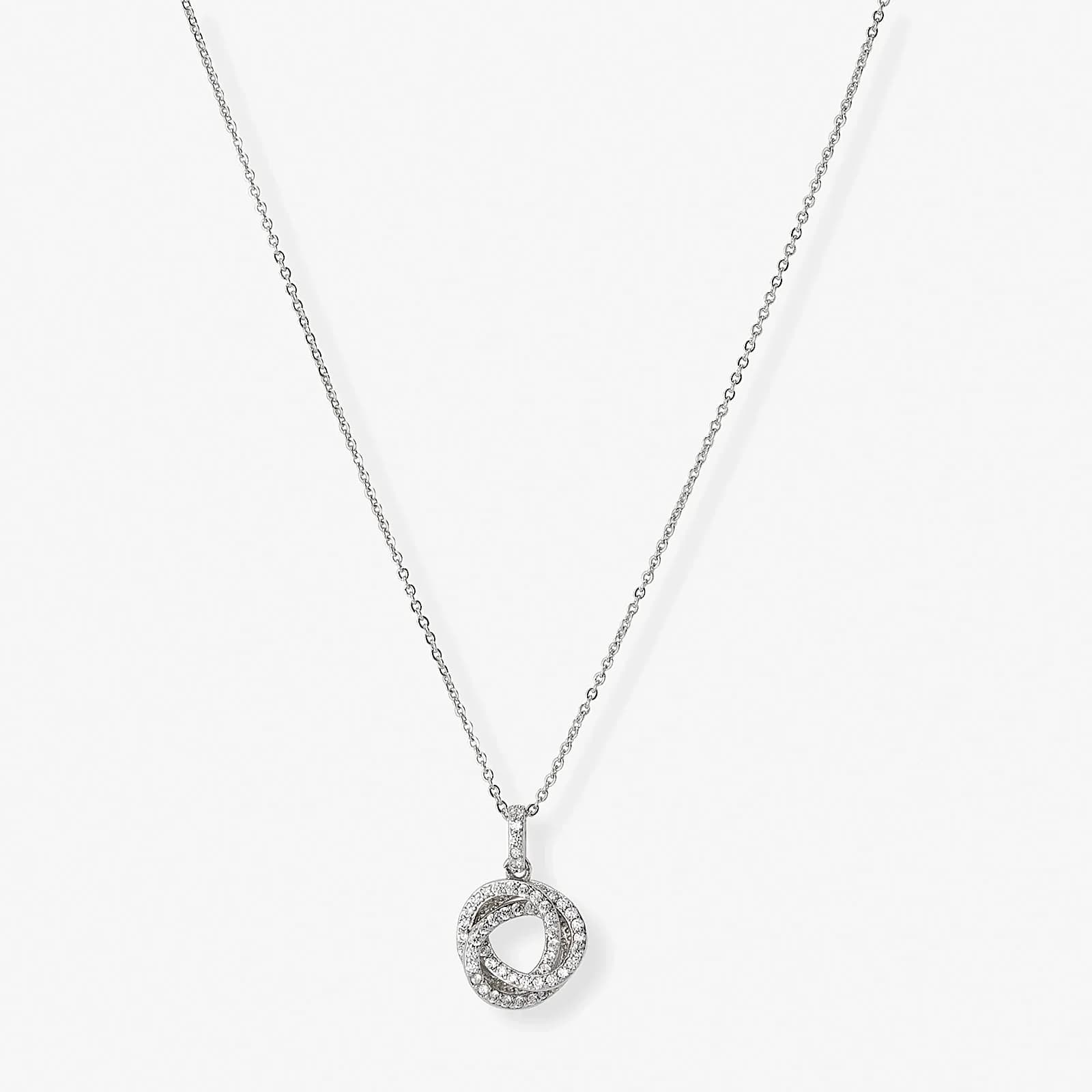 Silverfärgat halsband, tre överlappande cirklar - 42+7cm