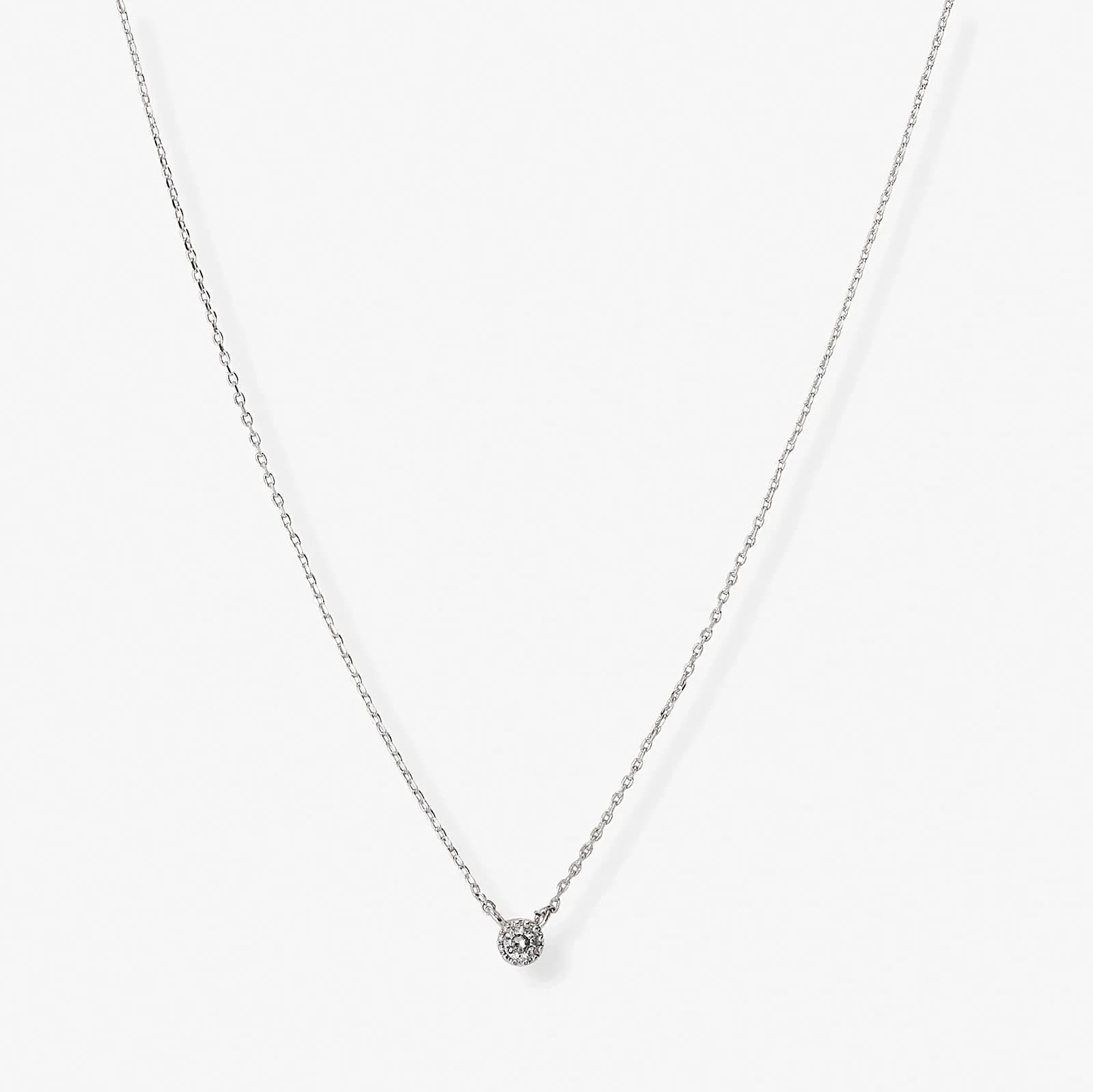 Silverfärgat halsband, liten sten - 42+7 cm