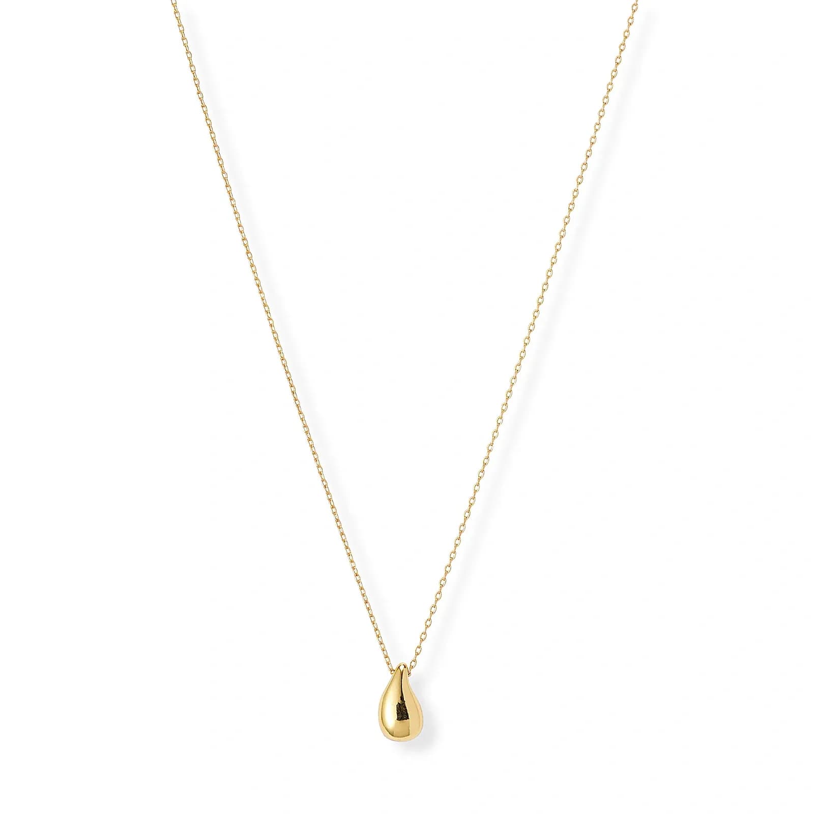 Guldfärgat halsband, slät droppe - 42+7 cm