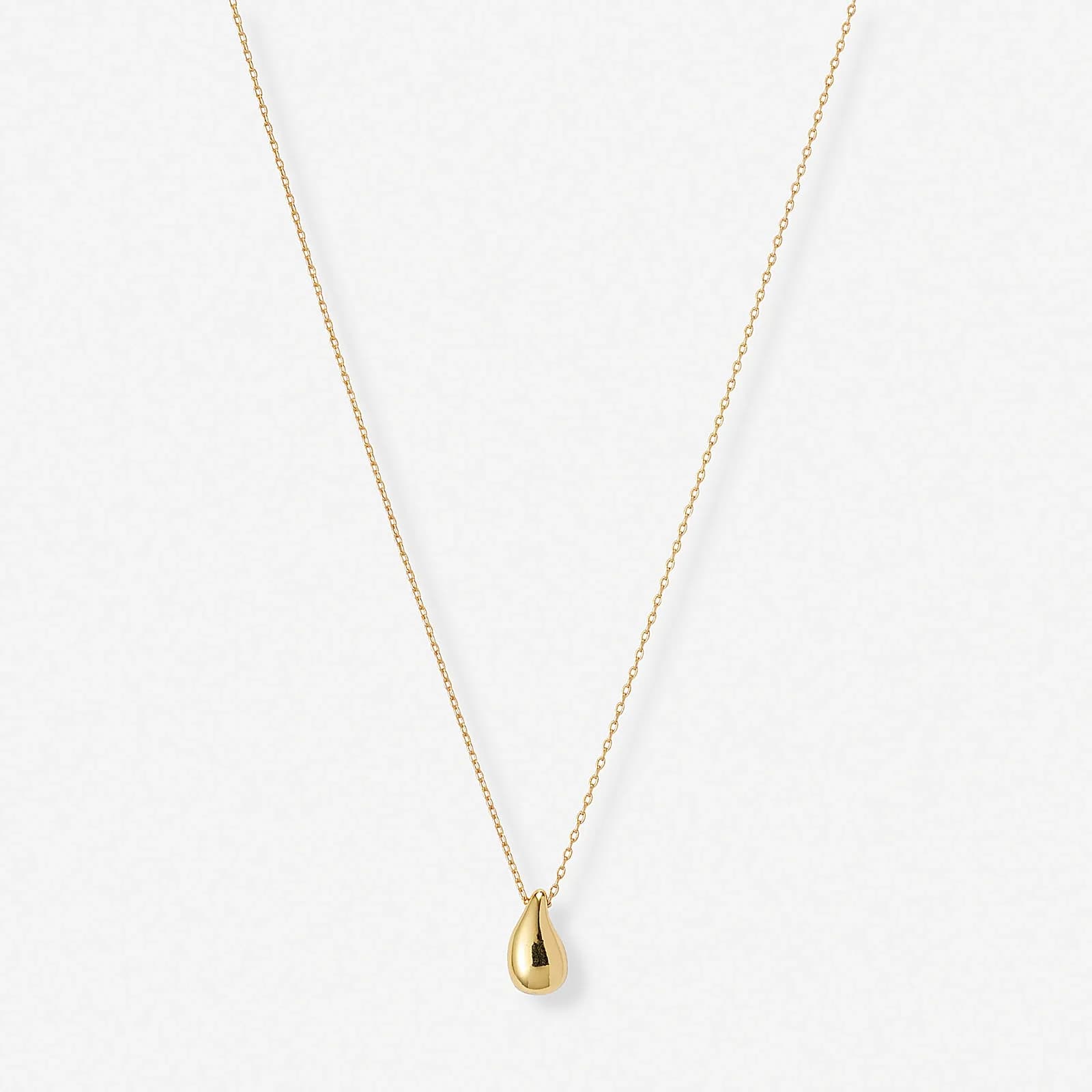 Guldfärgat halsband, slät droppe - 42+7 cm