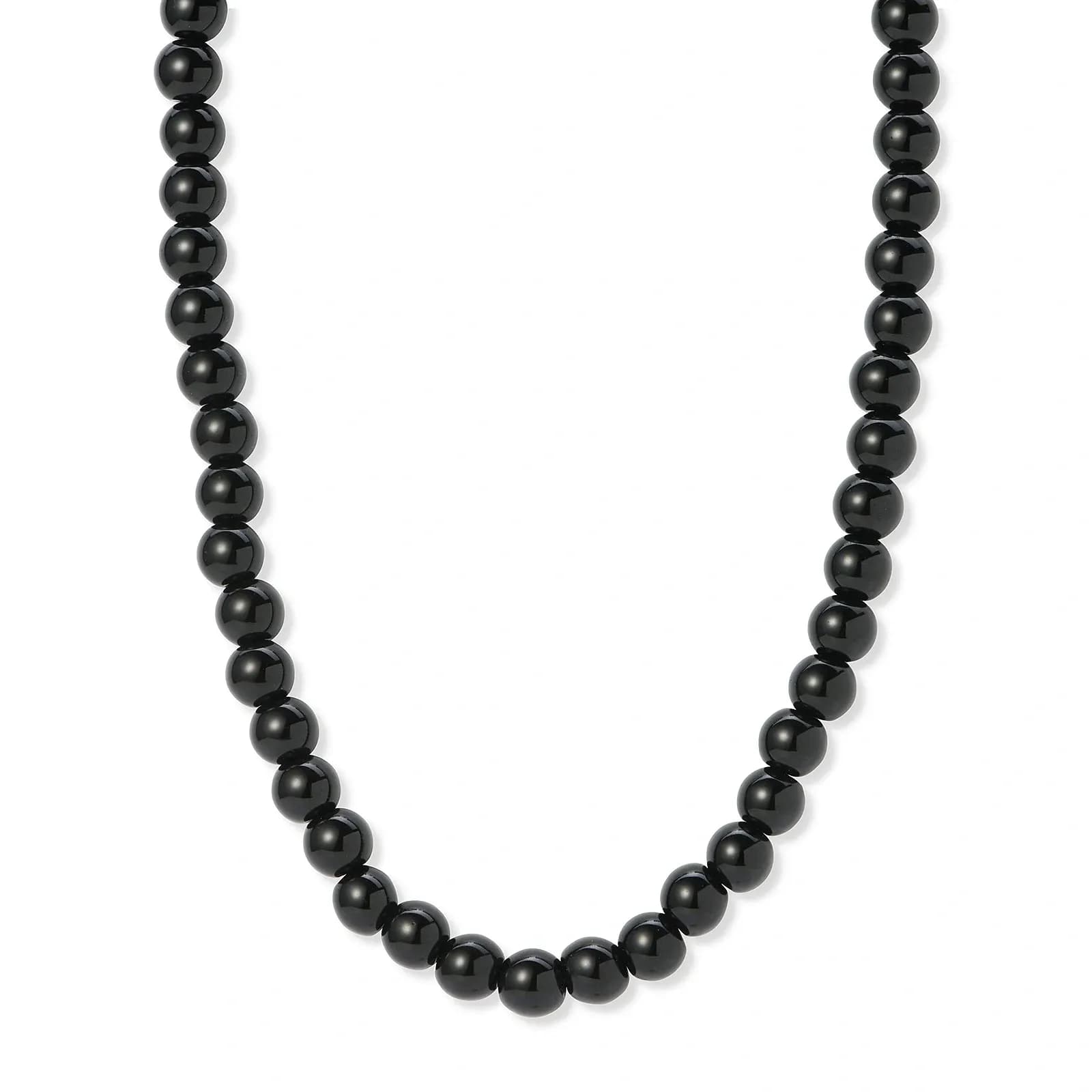 Halsband med svarta plastpärlor - 41+7cm