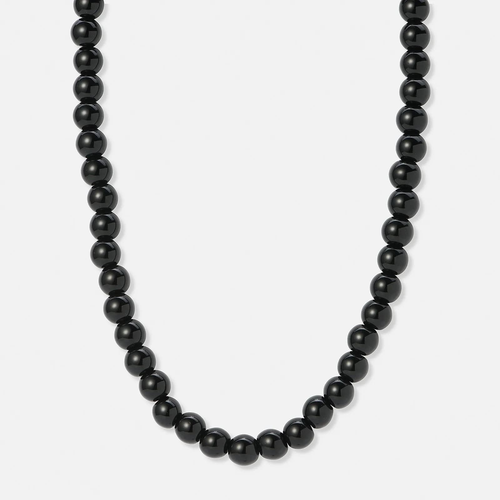 Halsband med svarta plastpärlor - 41+7cm