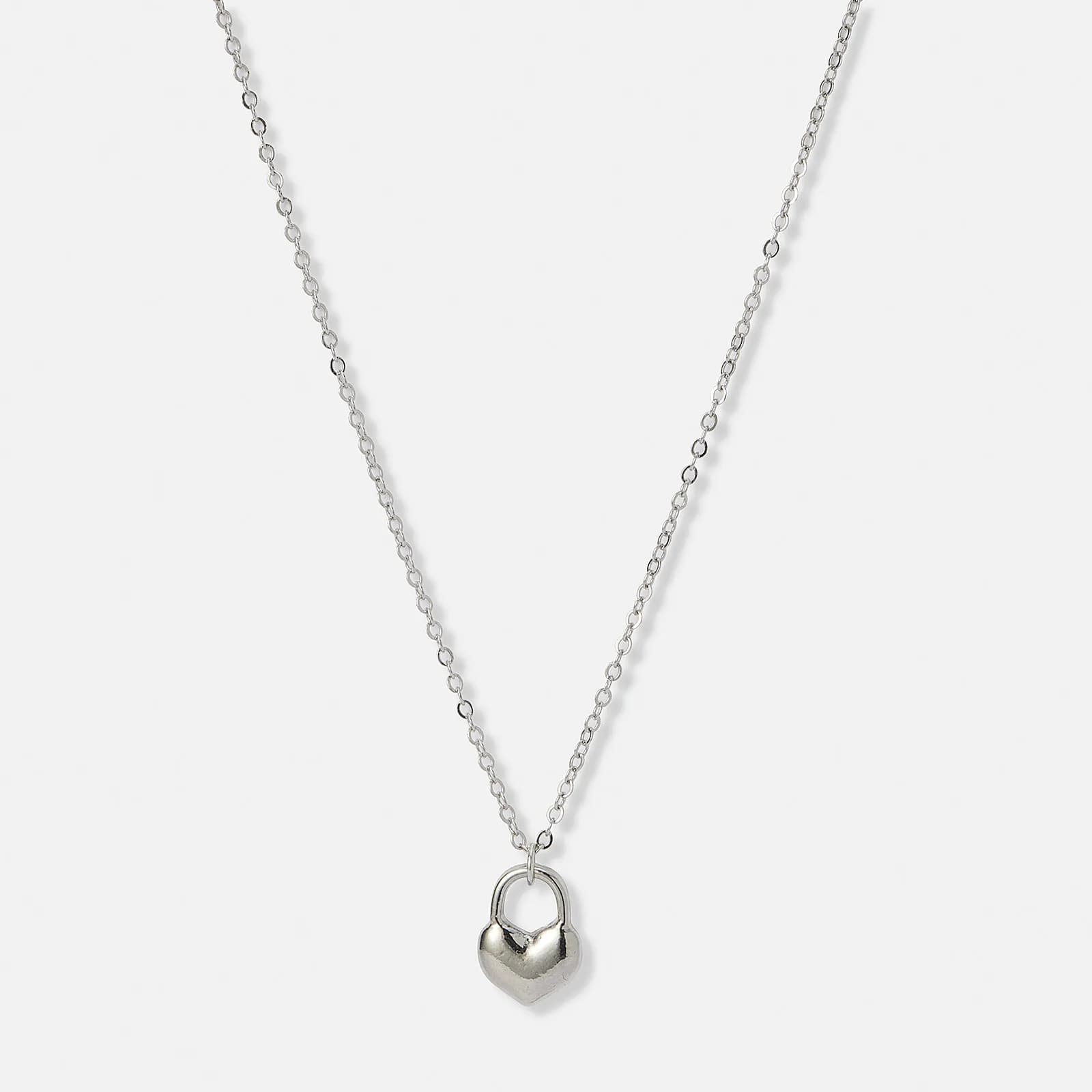 Silverfärgat halsband, hjärtformat lås - 41+5 cm 1