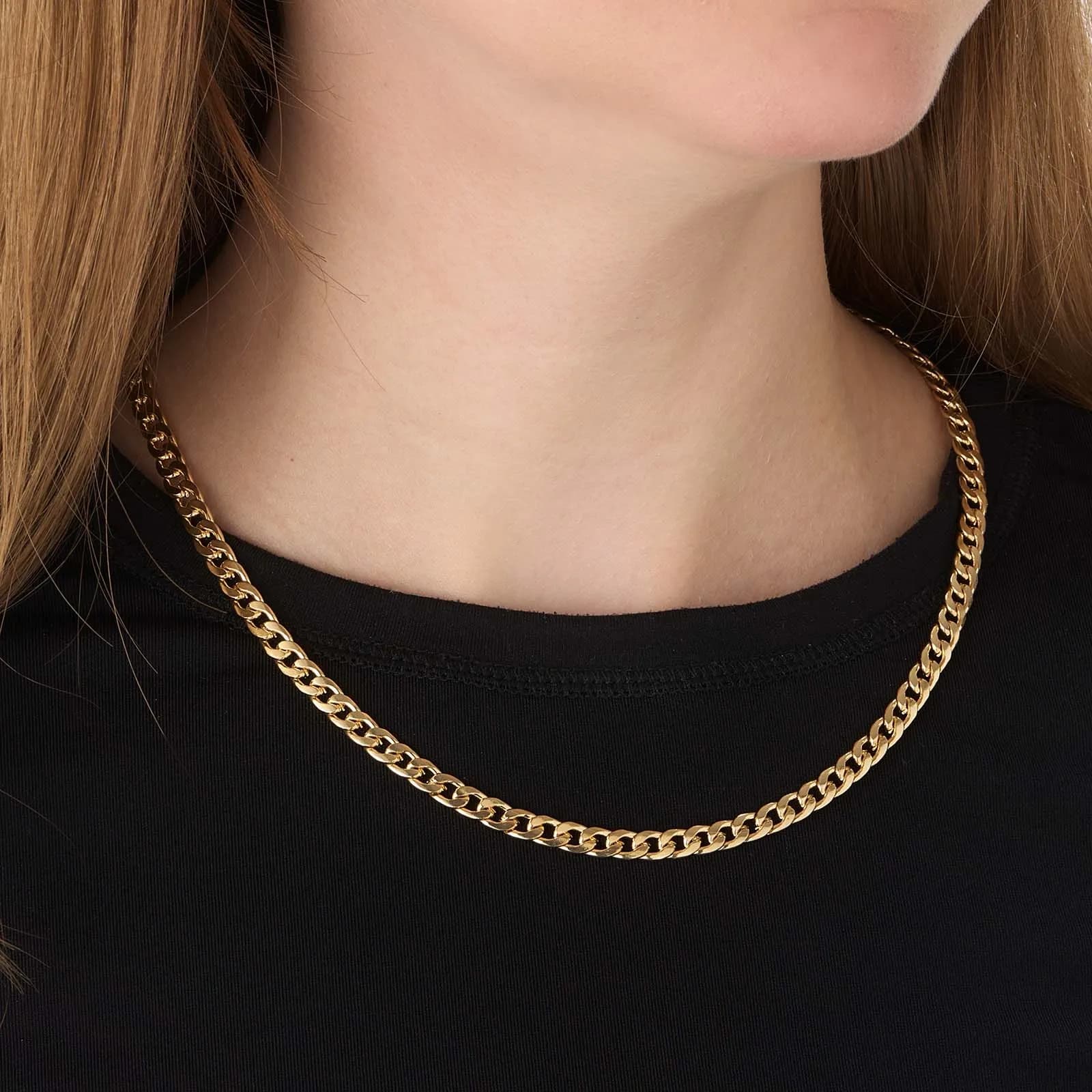 Guldfärgat halsband, pansarlänk - 38+8cm 2