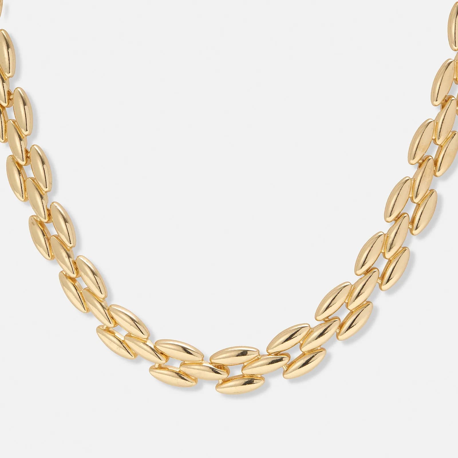 Guldfärgat chunky halsband, ovala länkar - 42cm