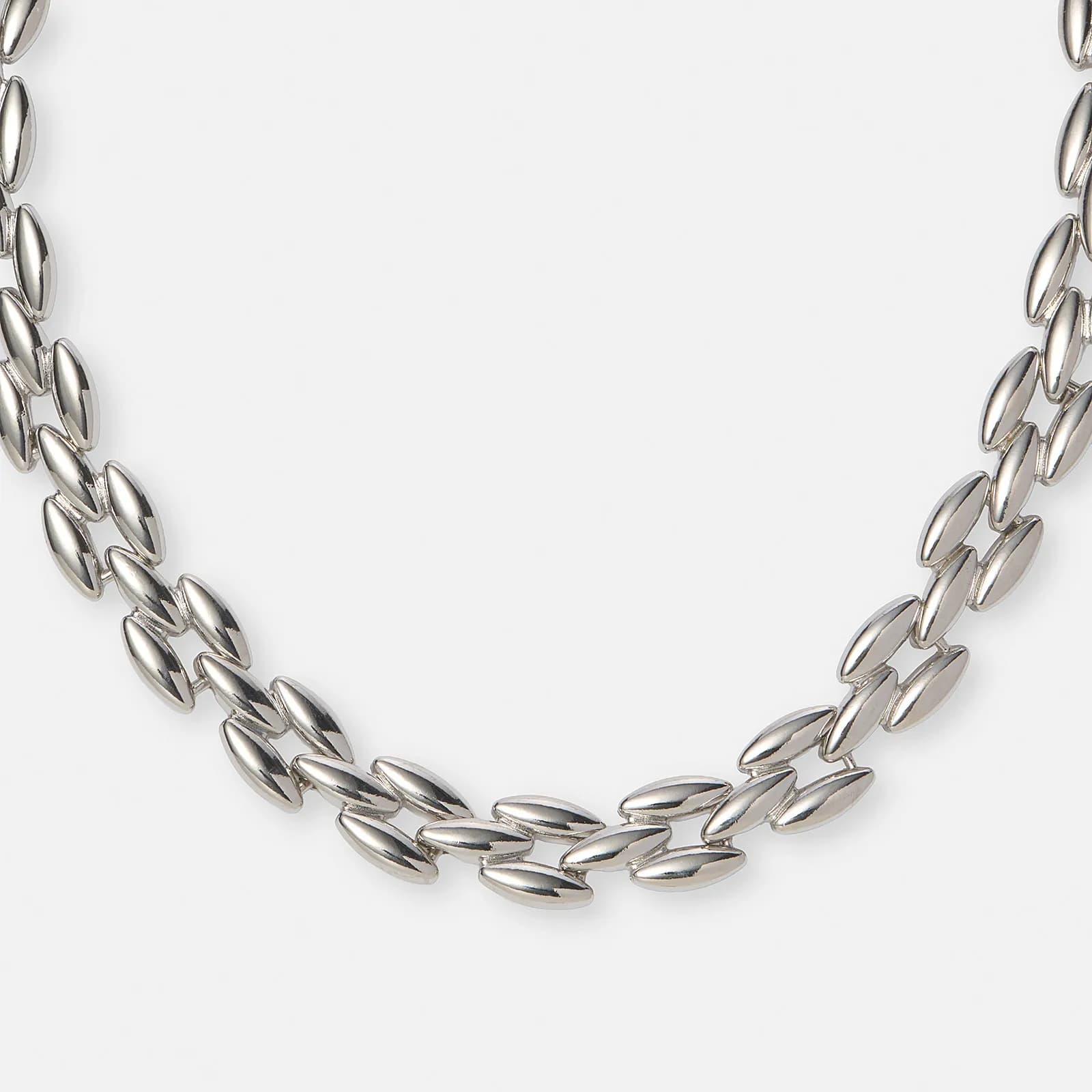 Silverfärgat halsband, ovala länkar - 42 cm