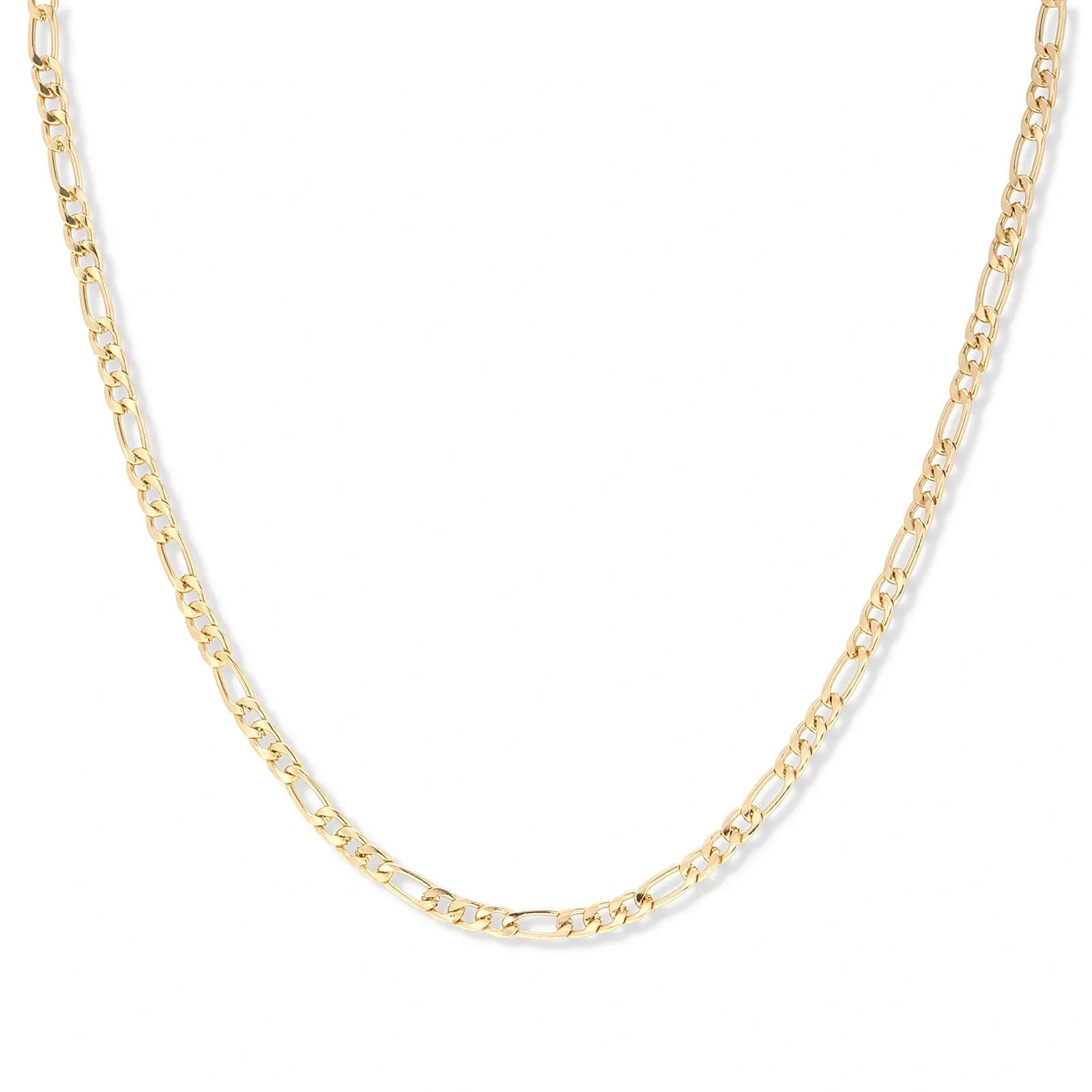 Guldfärgat  halsband, figarolänk  - 38+8cm