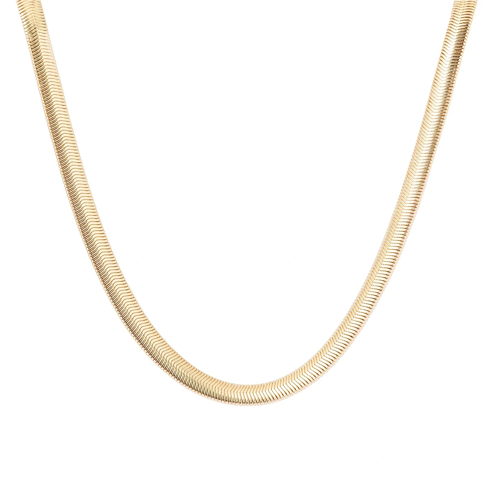 Guldfärgat halsband, bred ormlänk 7mm - 42+5cm 2