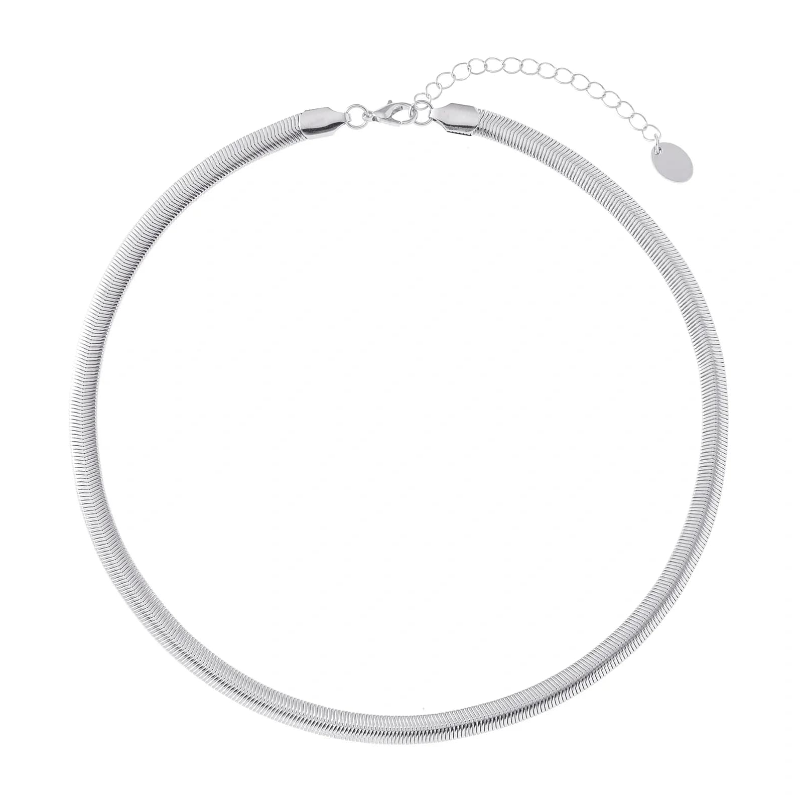 Silverfärgat halsband, bred ormlänk 7mm - 42+5cm 1