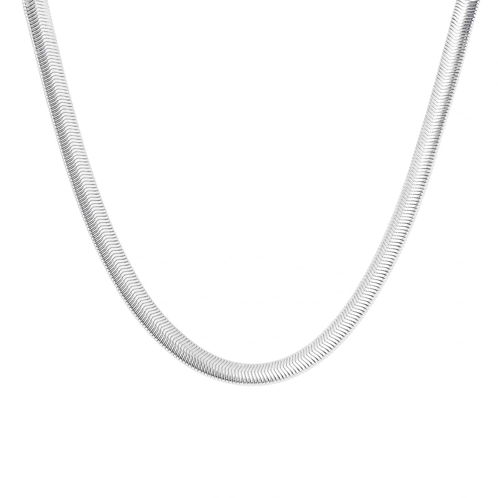 Silverfärgat halsband, bred ormlänk 7mm - 42+5cm 2