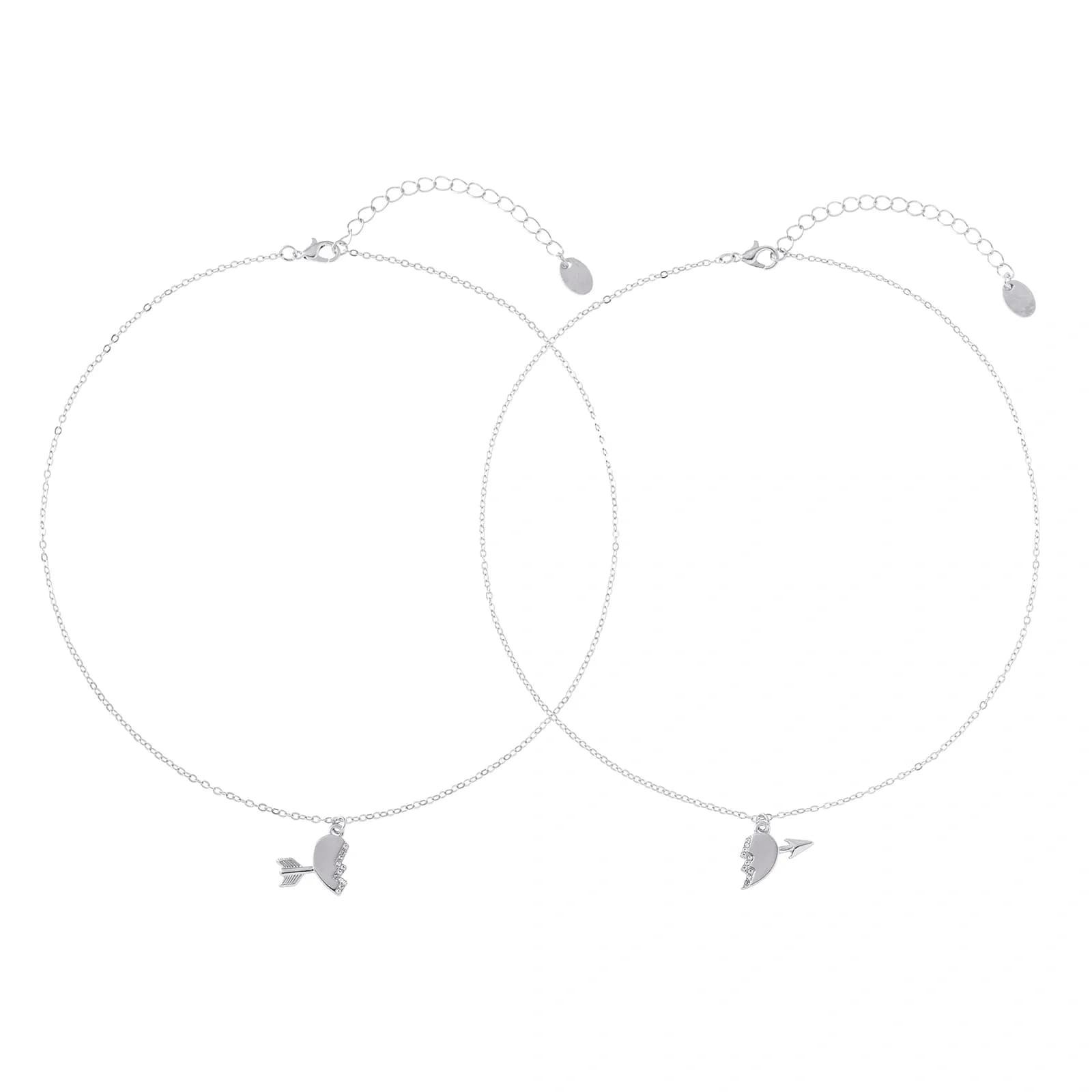 Silverfärgade vänskapshalsband 2-pack - 42+5cm 2