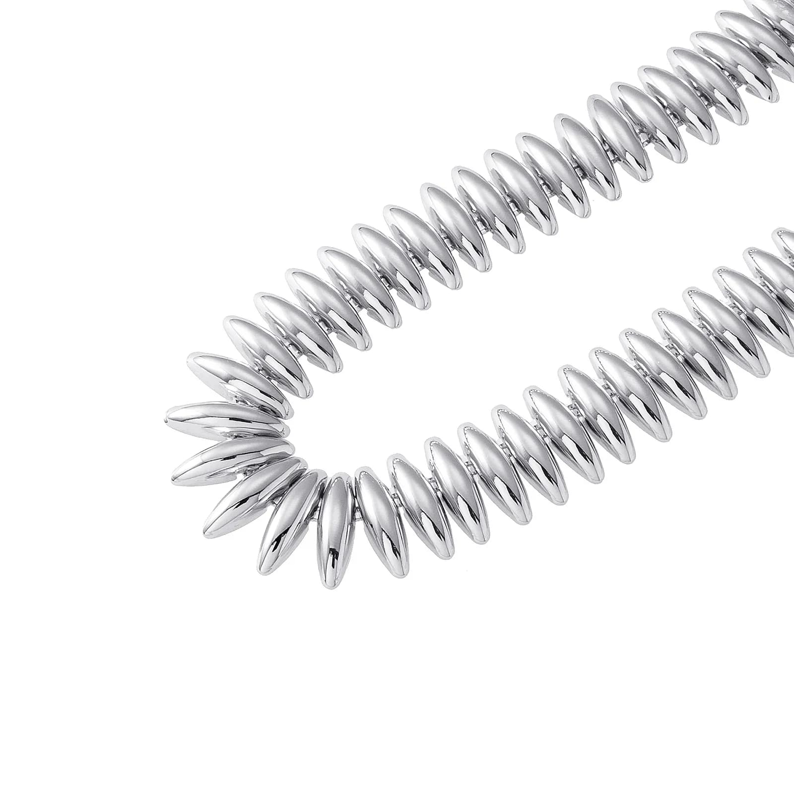 Silverfärgat halsband, ovala taggar - 42+7 cm 2
