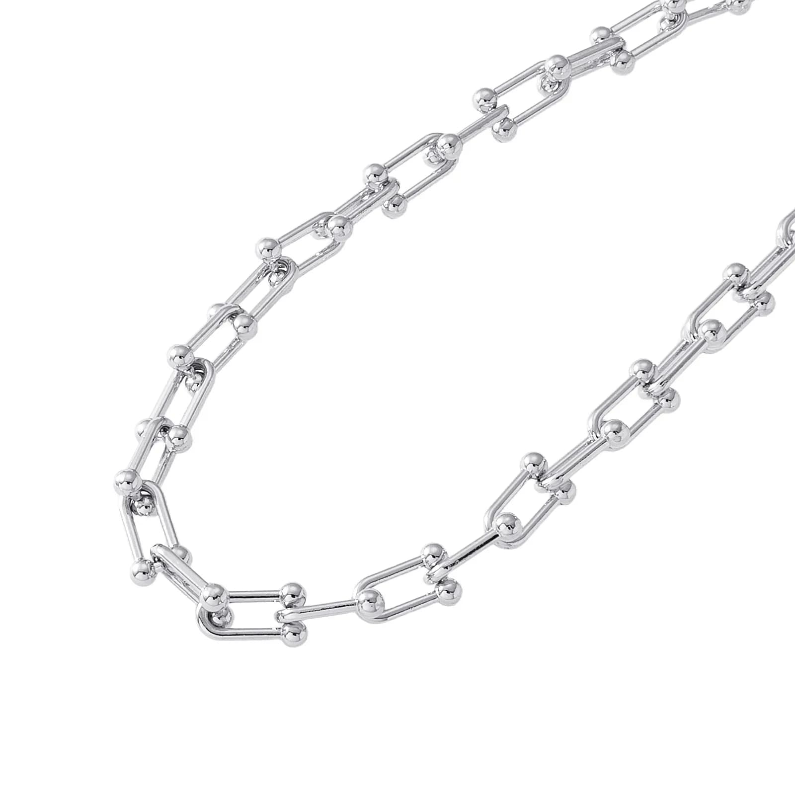 Silverfärgat halsband, kedja med u-länkar - 42+7 cm 2
