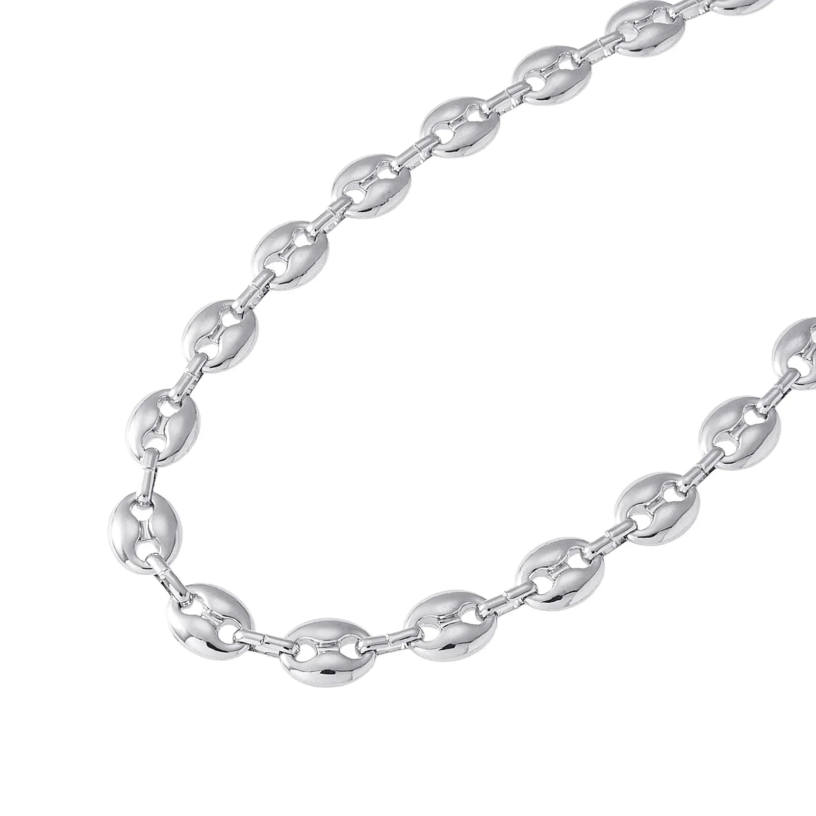 Silverfärgat halsband, kedja med kaffebönslänkar - 42+7 cm 2