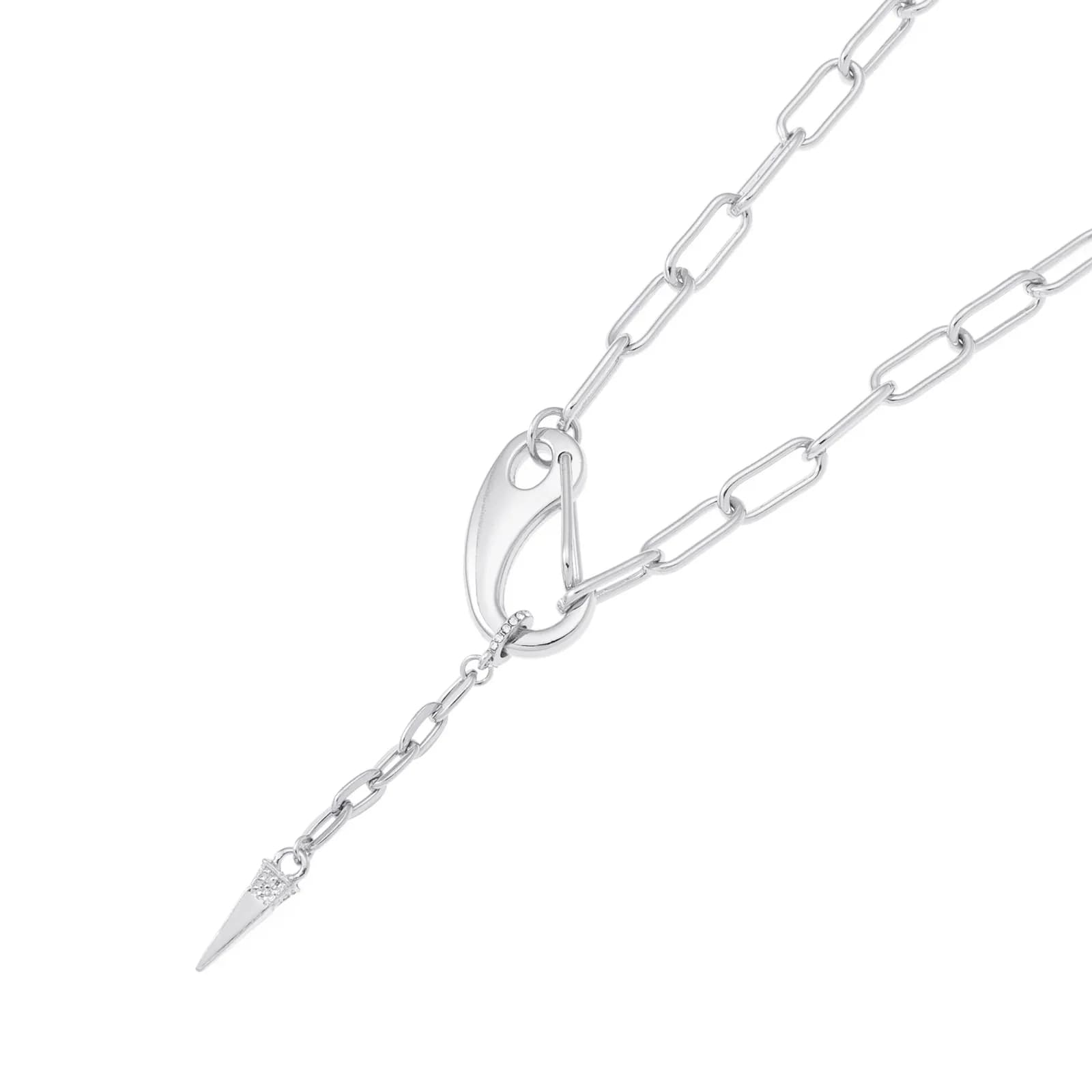 Silverfärgat halsband, karbinlås och nit - 42 cm 2