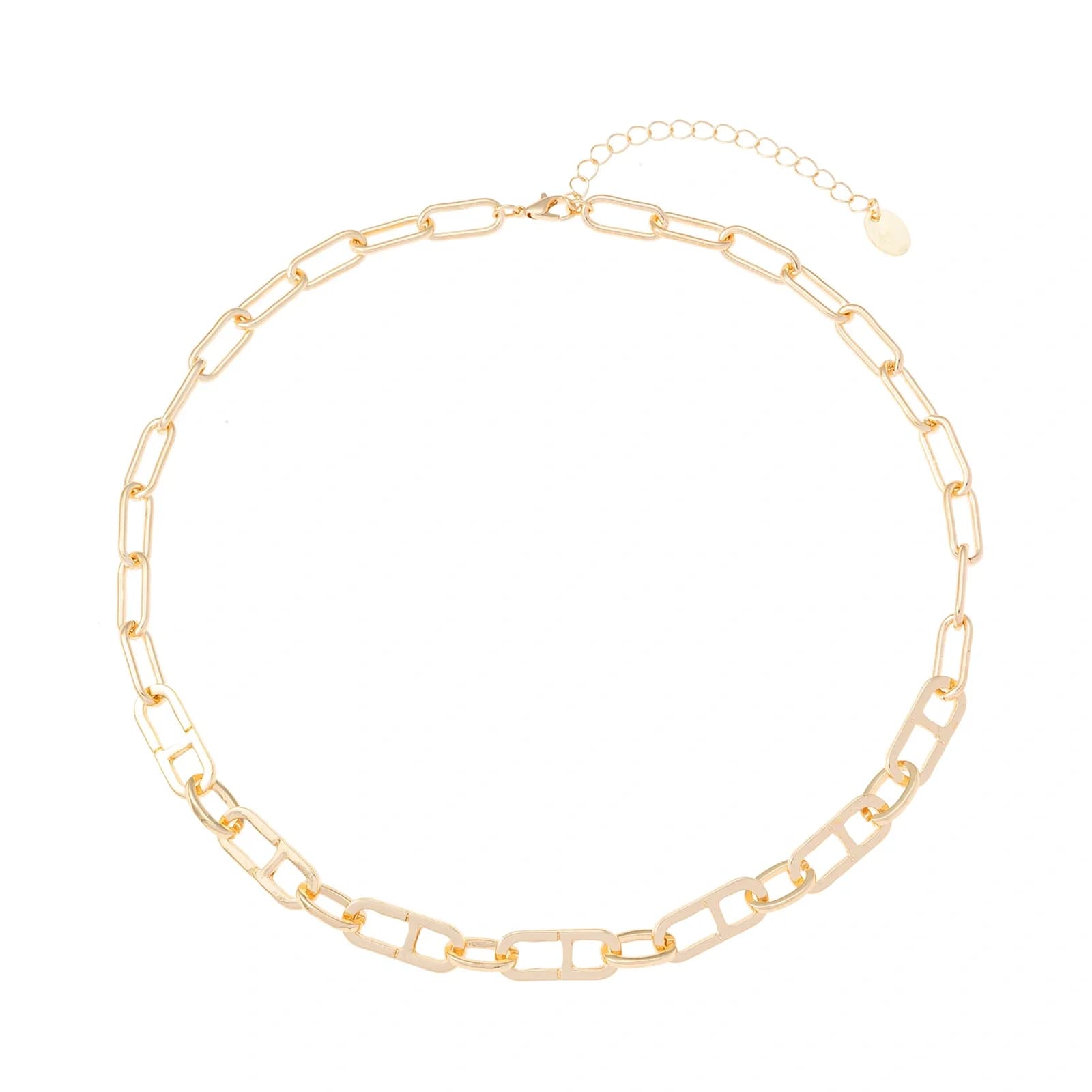 Guldfärgat halsband, pappersklämmelänk - 42+7 cm