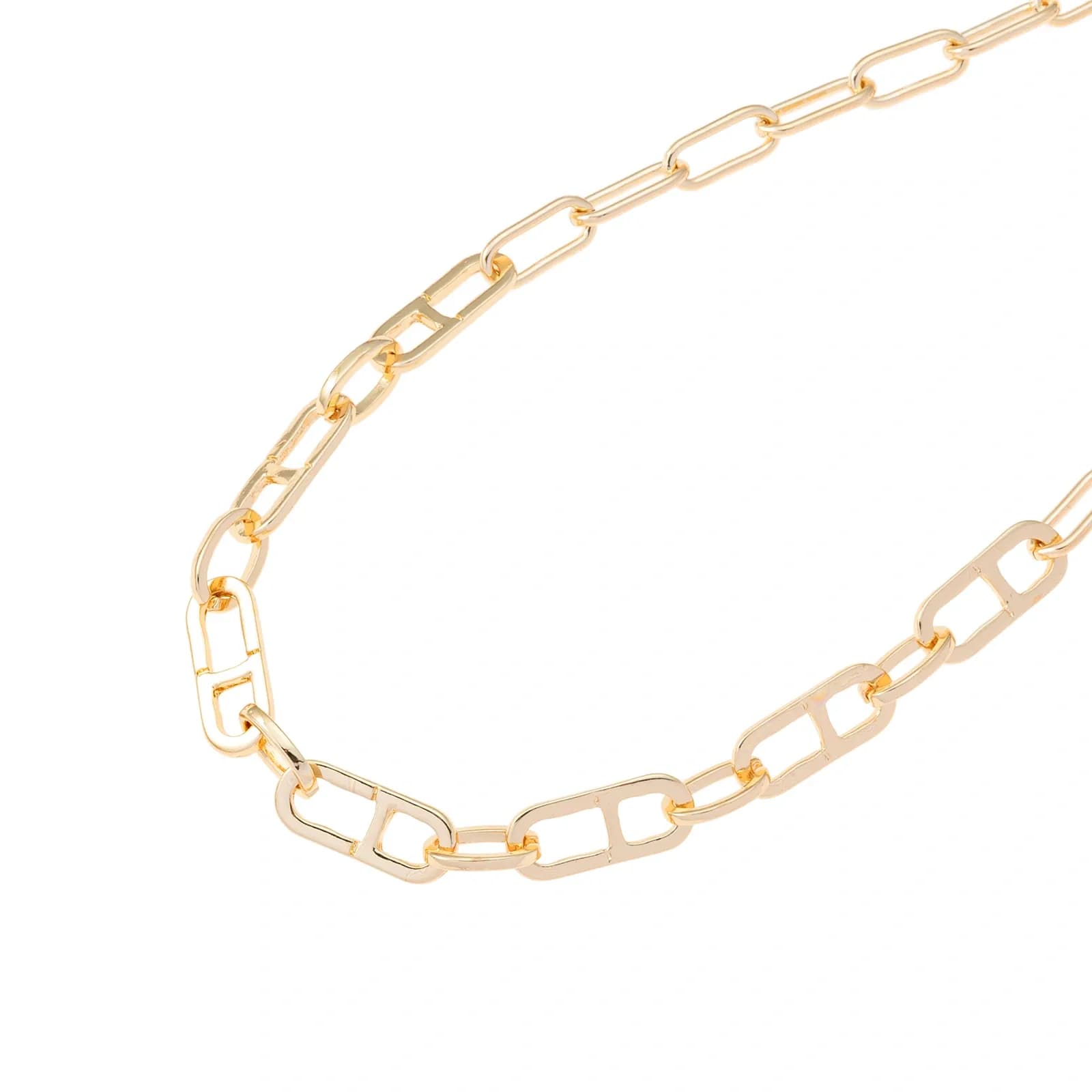 Guldfärgat halsband, pappersklämmelänk - 42+7 cm 2