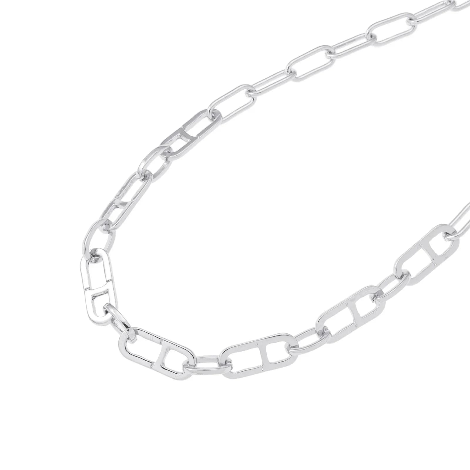Silverfärgat halsband, pappersklämmelänk - 42+7 cm 2