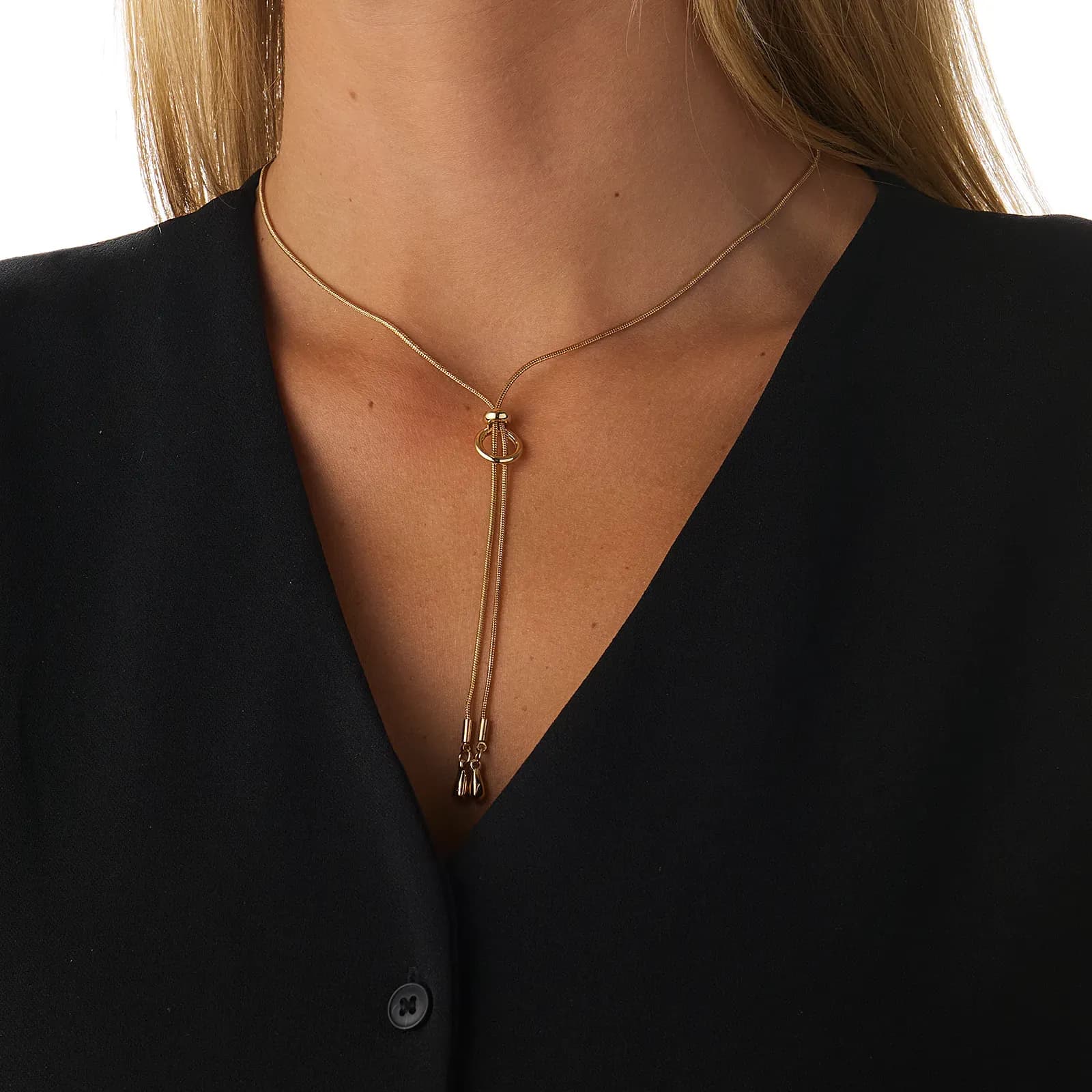 Guldfärgat halsband, ormkedja med justerbar ring 3