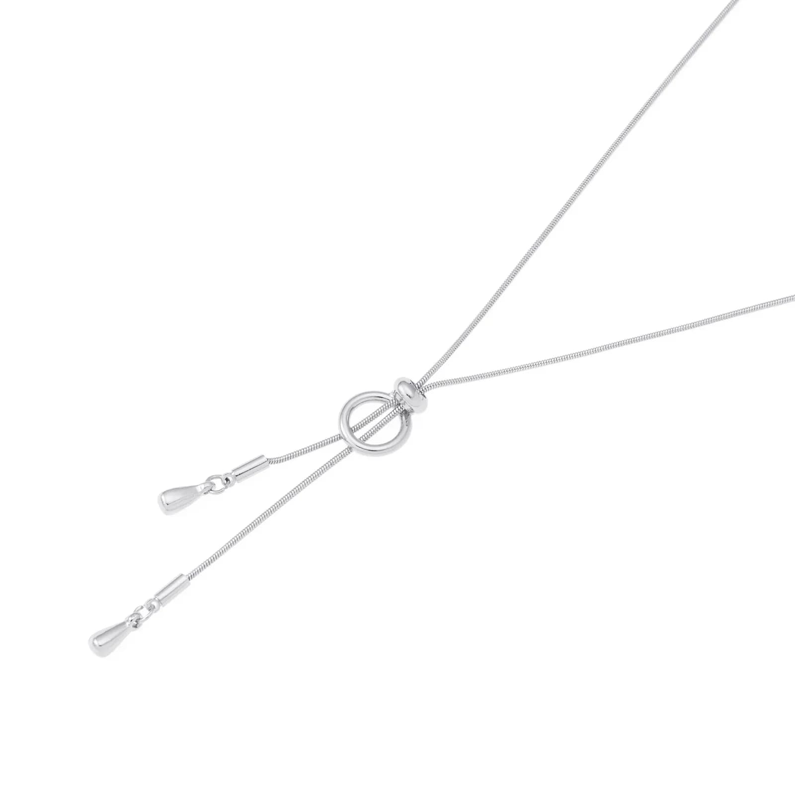 Silverfärgat halsband, ormkedja med justerbar ring 2