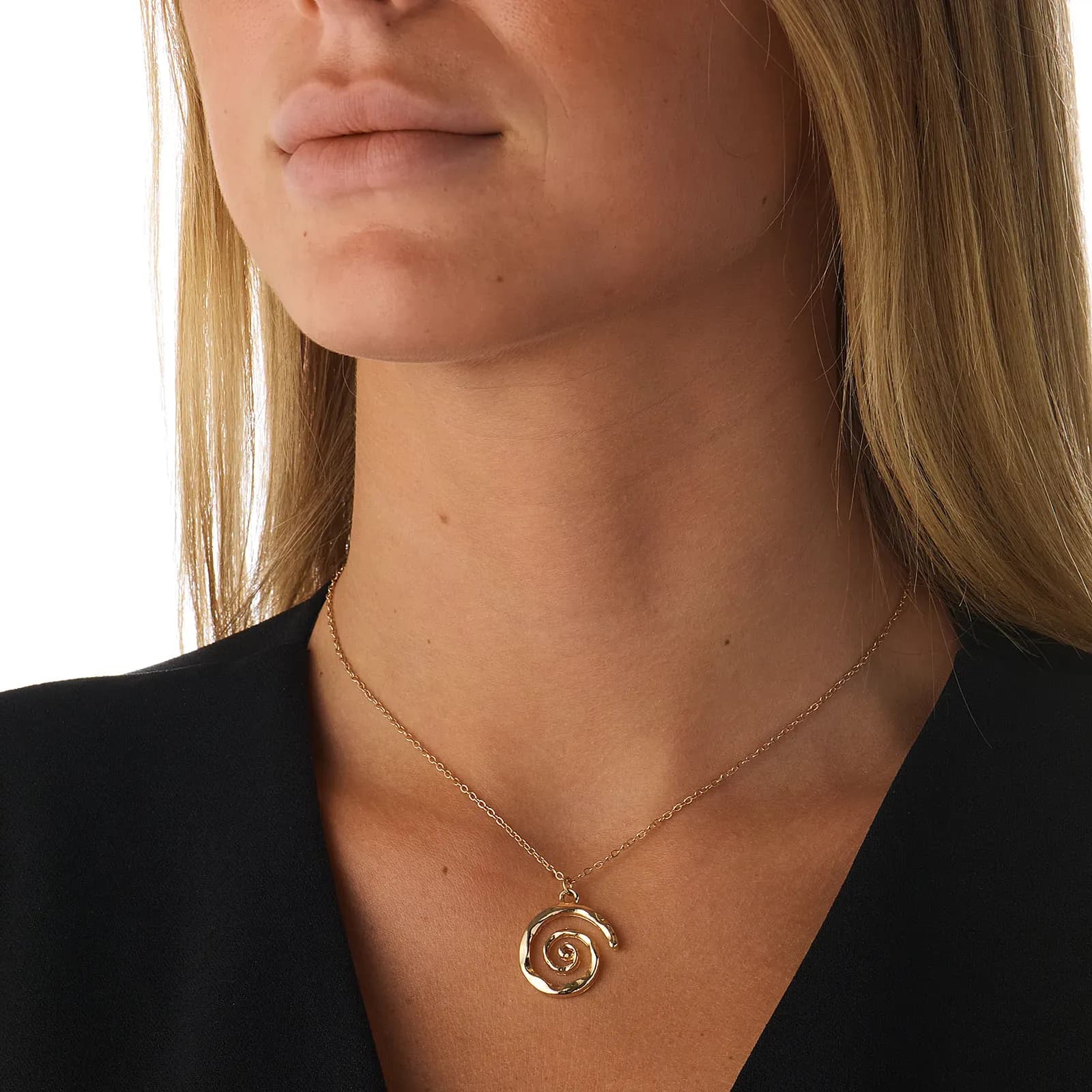 Guldfärgat halsband, spiralhänge - 42+7 cm 3