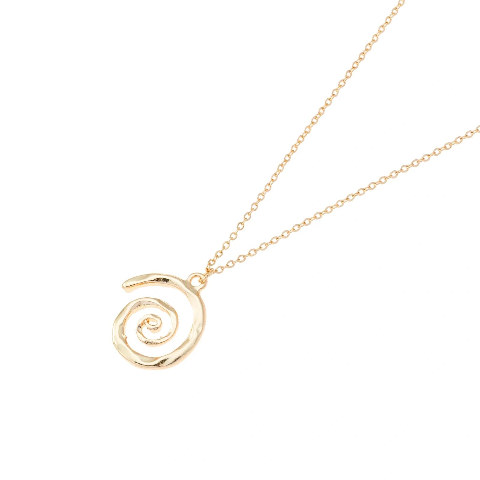 Guldfärgat halsband, spiralhänge - 42+7 cm 2