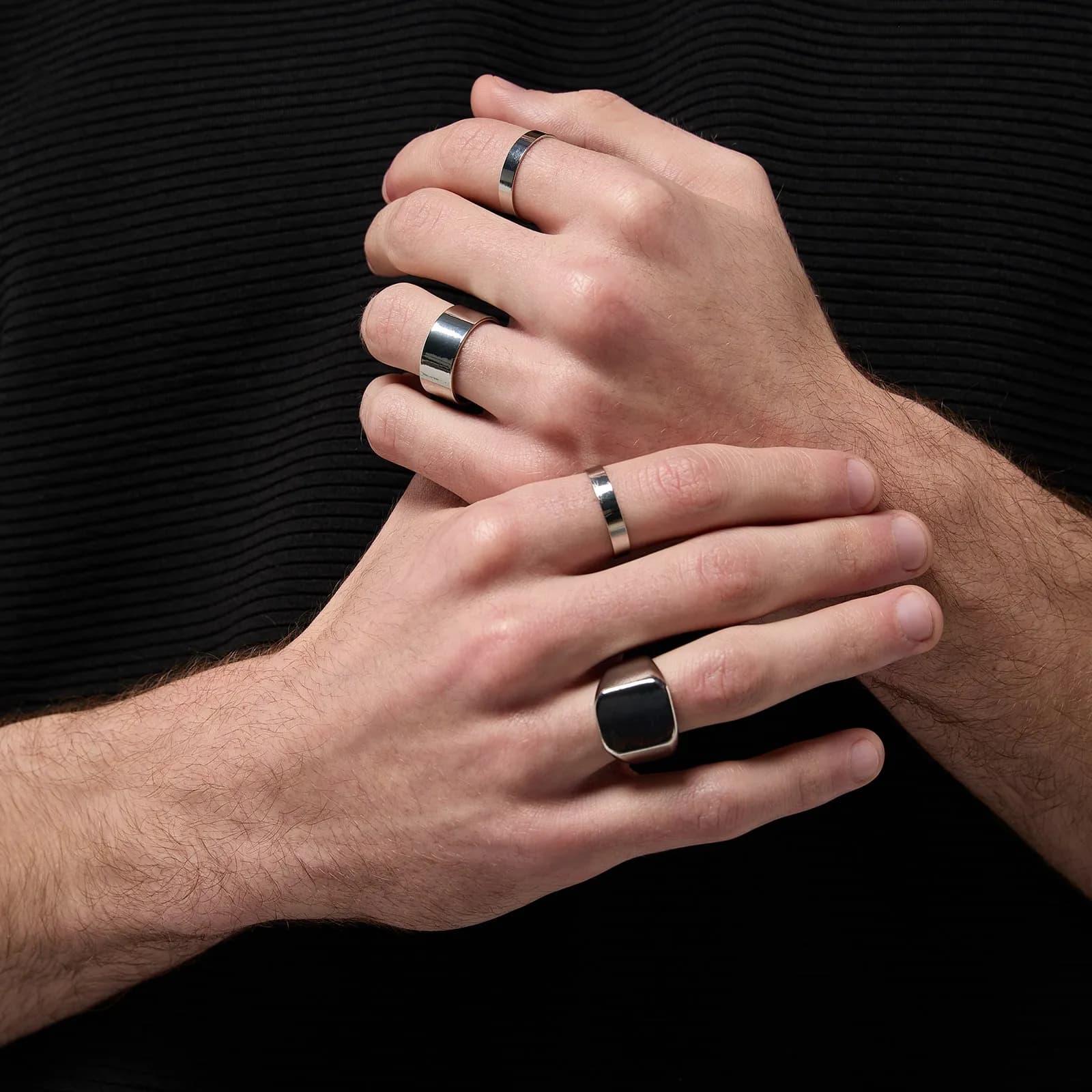 4-pack silverfärgade ringar herr 2