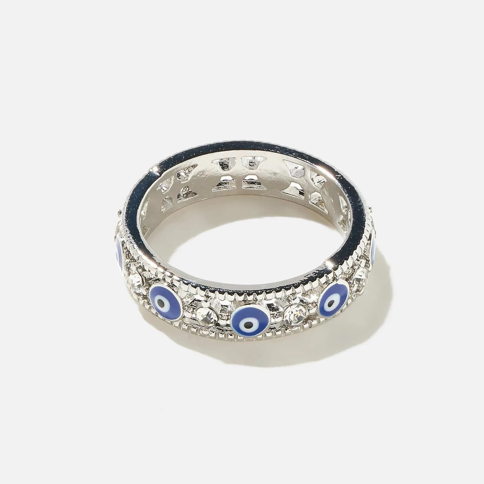 Silverfärgad ring - blå ögon 5