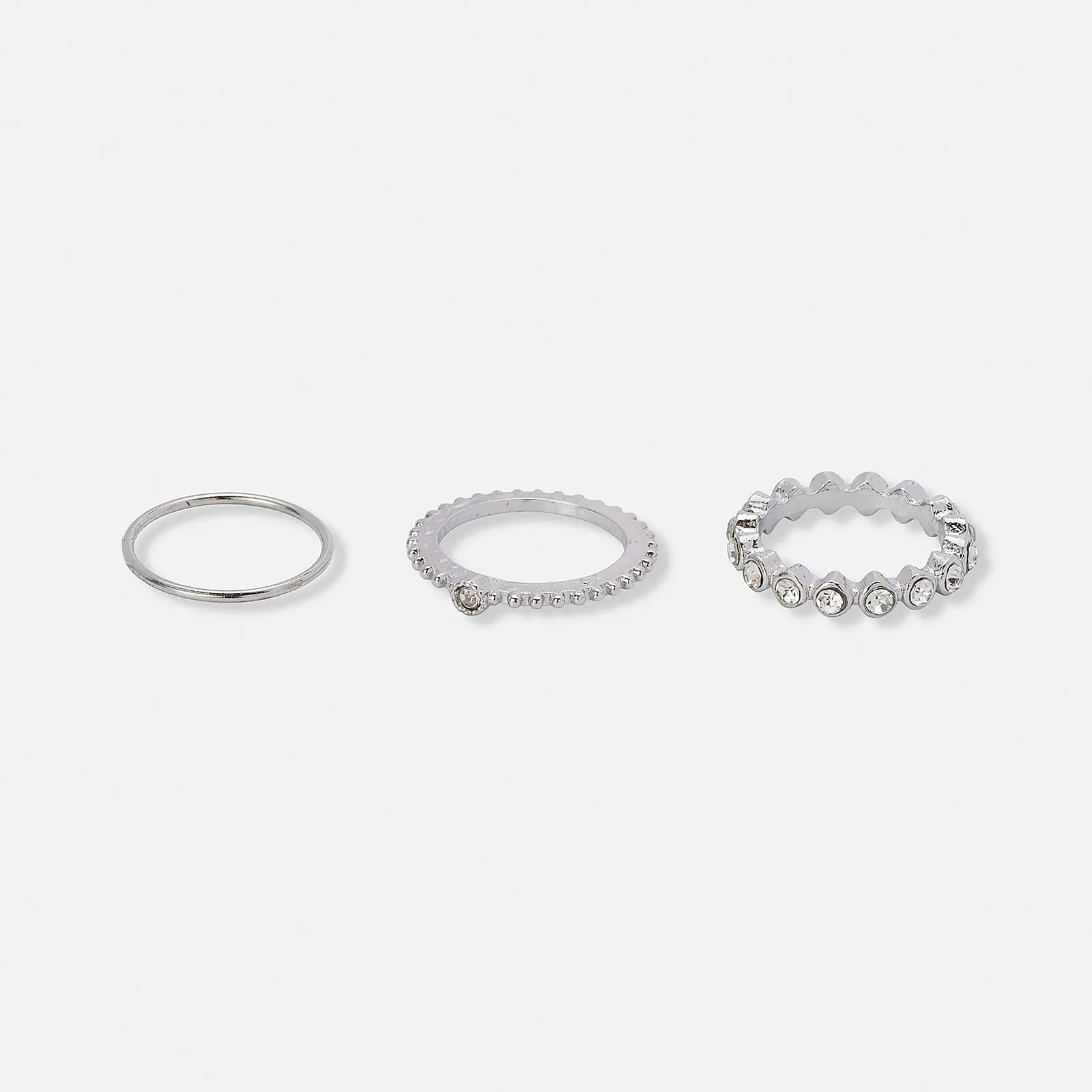 3-pack silverfärgade tunna ringar 5