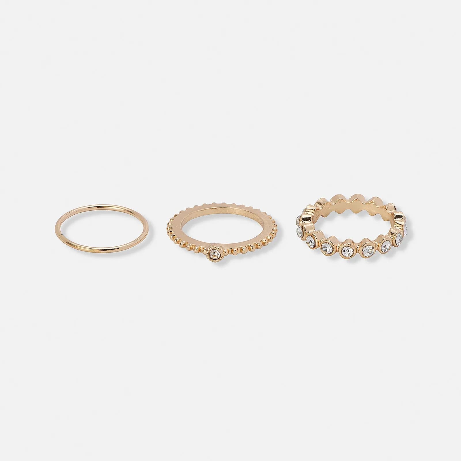 3-pack guldfärgade tunna ringar