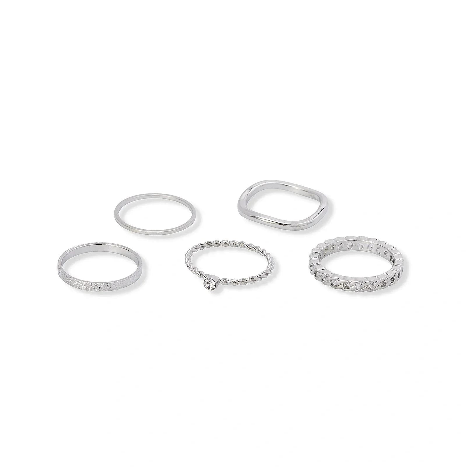 5-pack silverfärgade tunna ringar