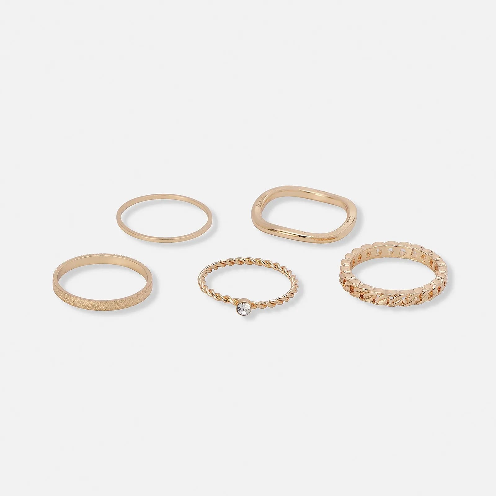 5-pack guldfärgade tunna ringar