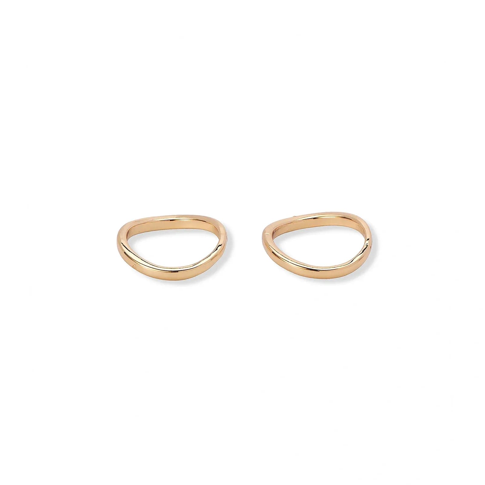 2-pack vågiga guldfärgade ringar