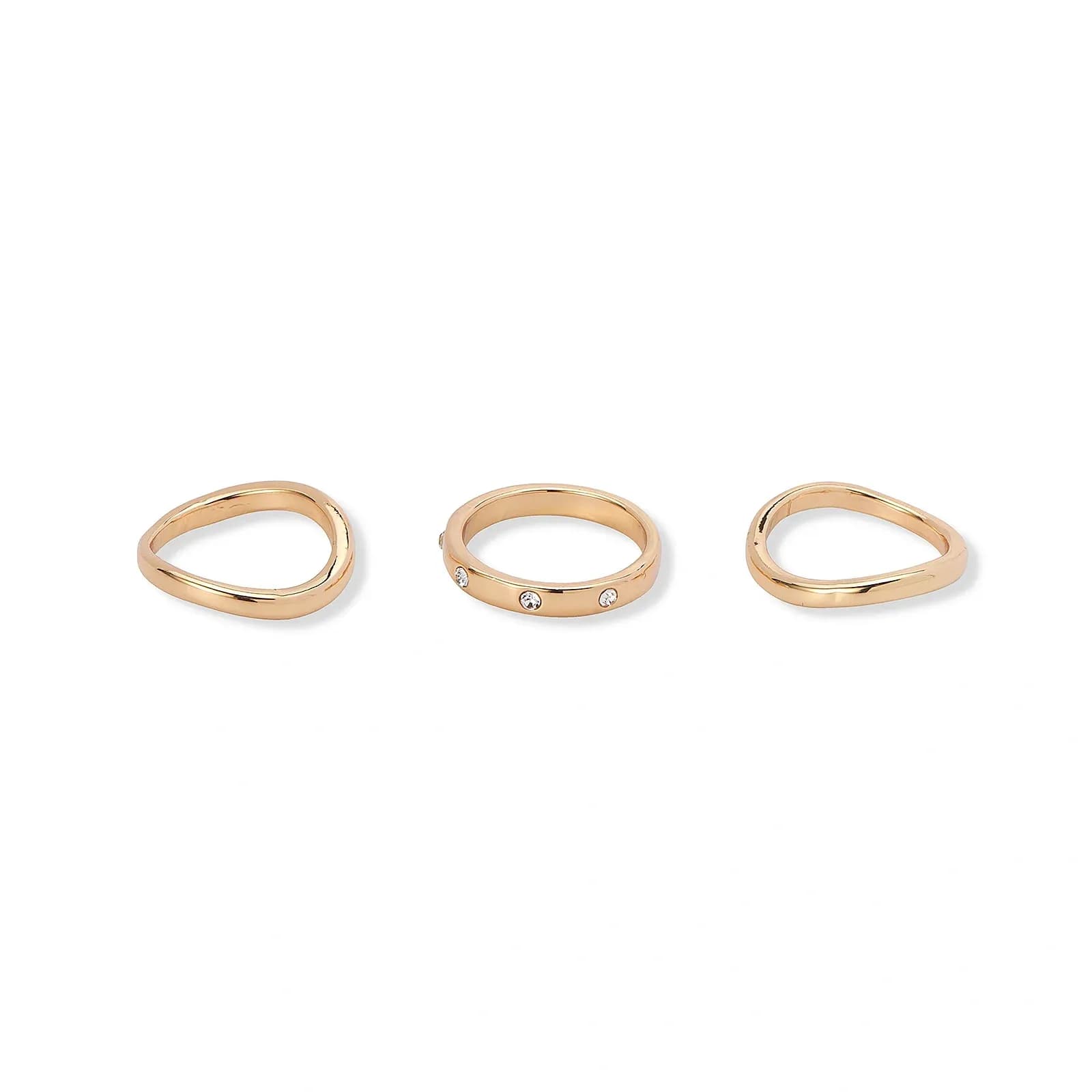 3-pack olika guldfärgade ringar