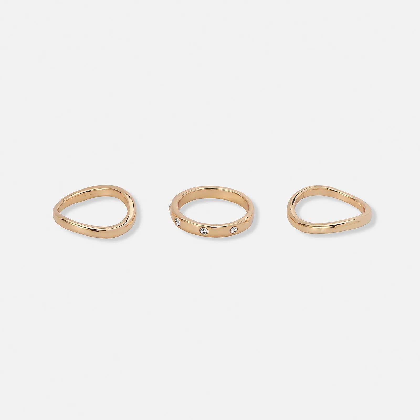 3-pack olika guldfärgade ringar 3