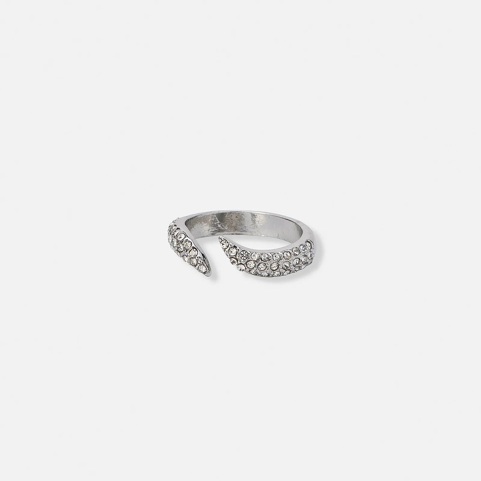 Silverfärgad öppen ring med vita stenar