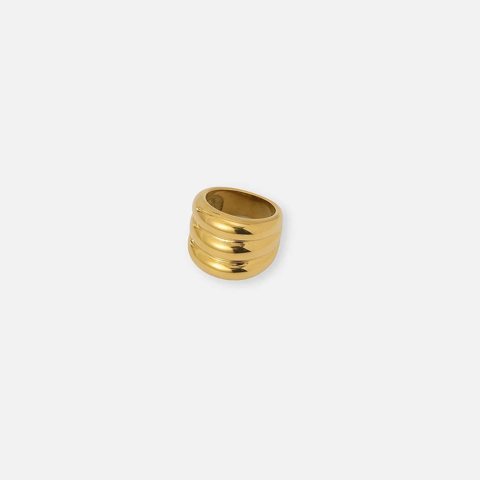 Guldfärgade ring, bred trebladig design - 20 mm