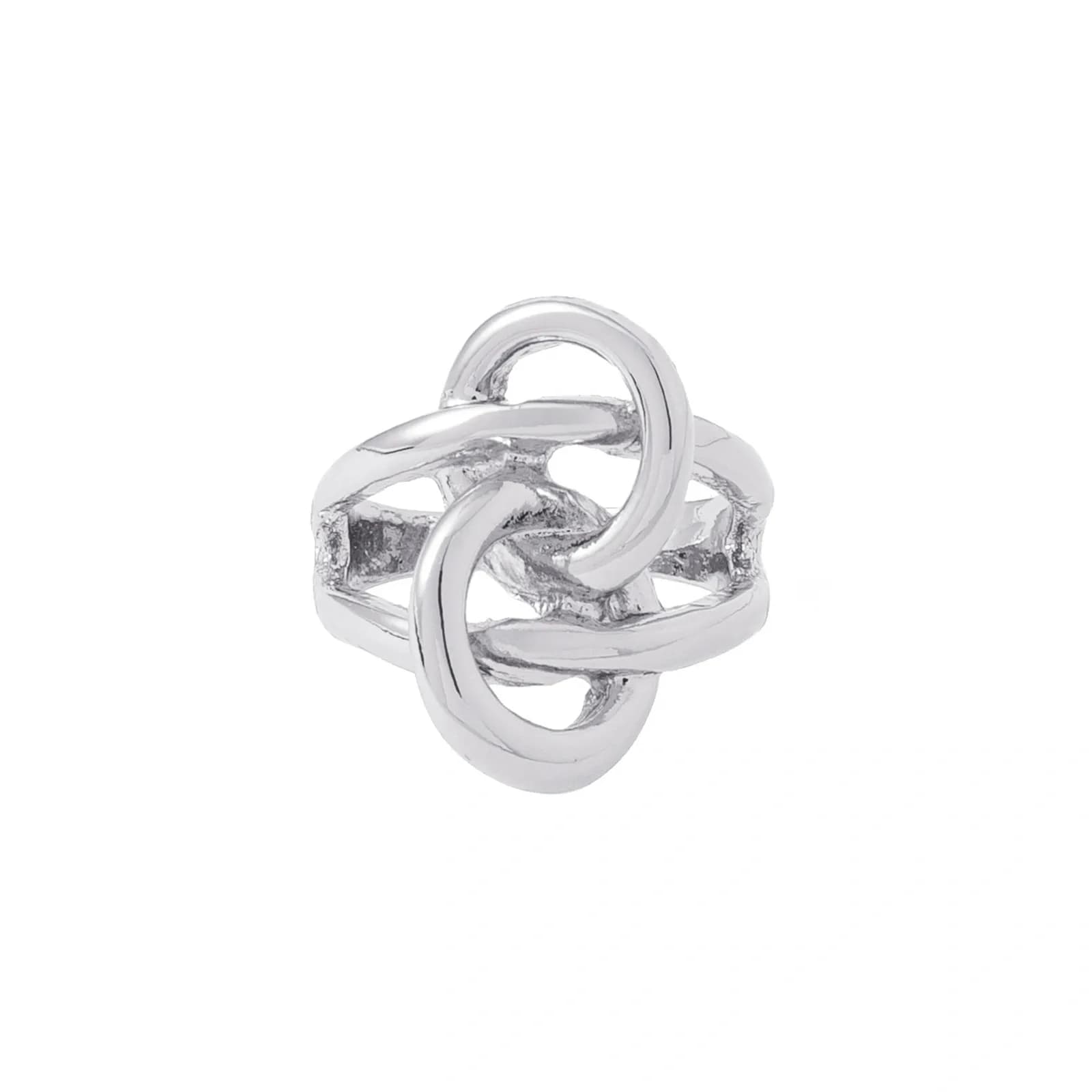 Silverfärgad ring, sammankopplade cirklar i knutdesign 2