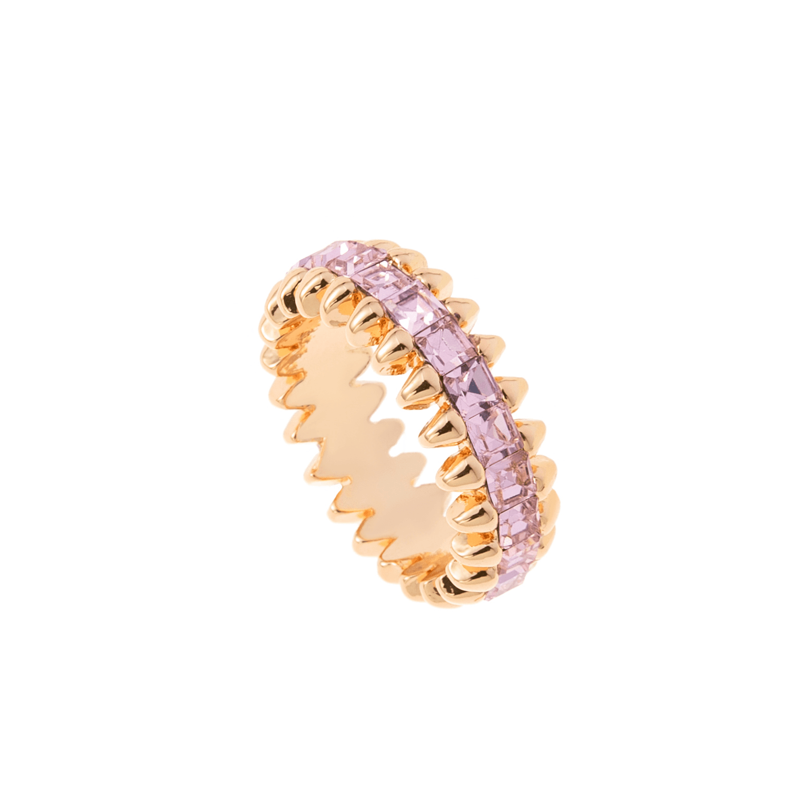Guldfärgad ring Spike Noir, rosa rektanglar