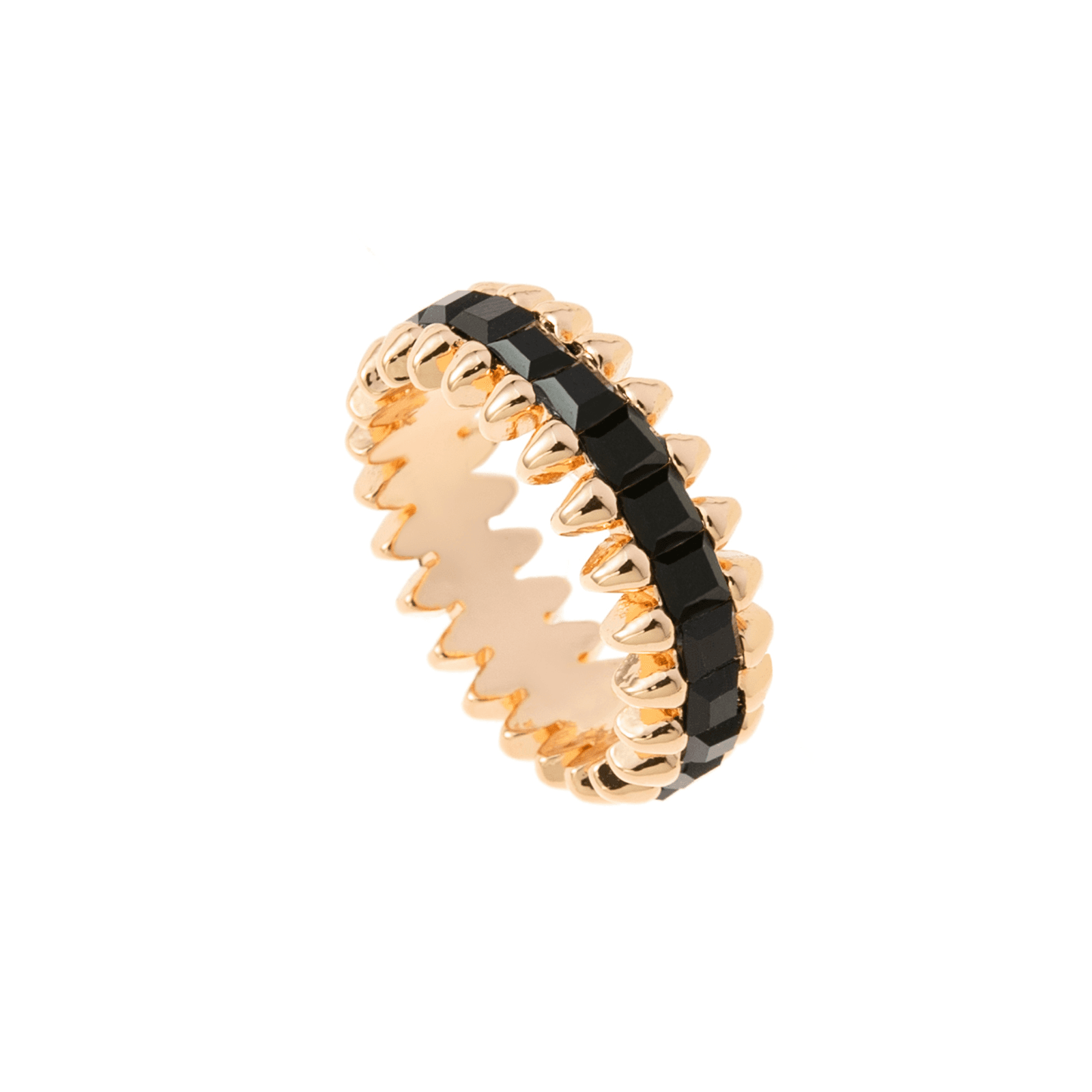 Guldfärgad ring Spike Noir, svarta rektanglar