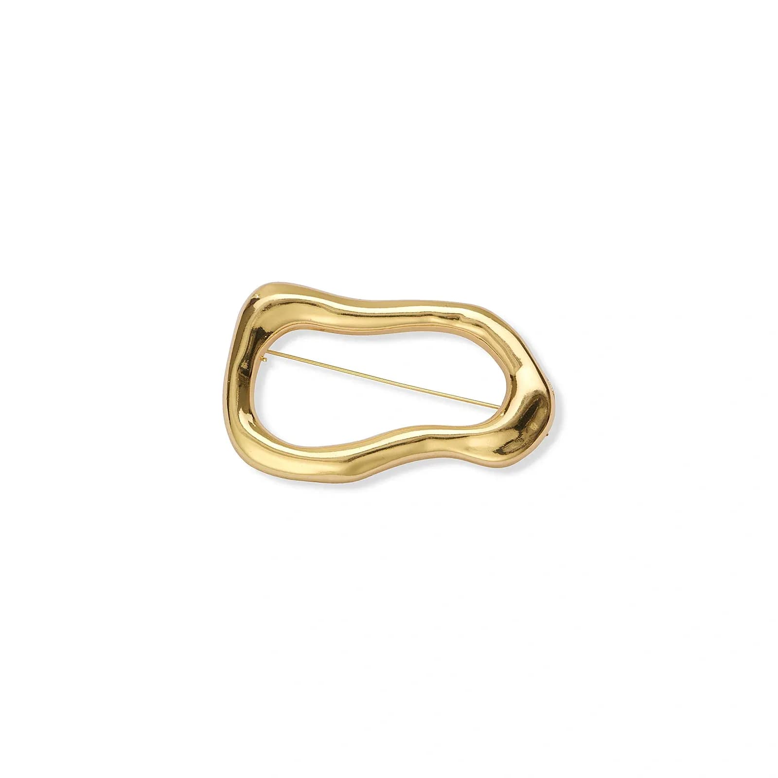Guldfärgad brosch, ojämn oval form – 6,5 cm