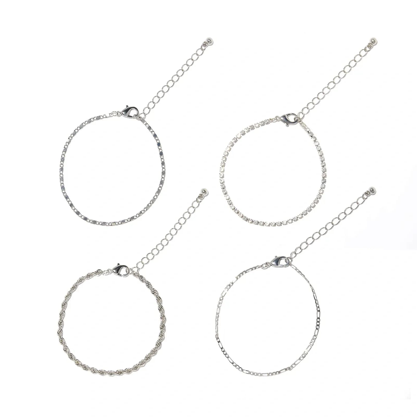 4-pack silverfärgade armband dam