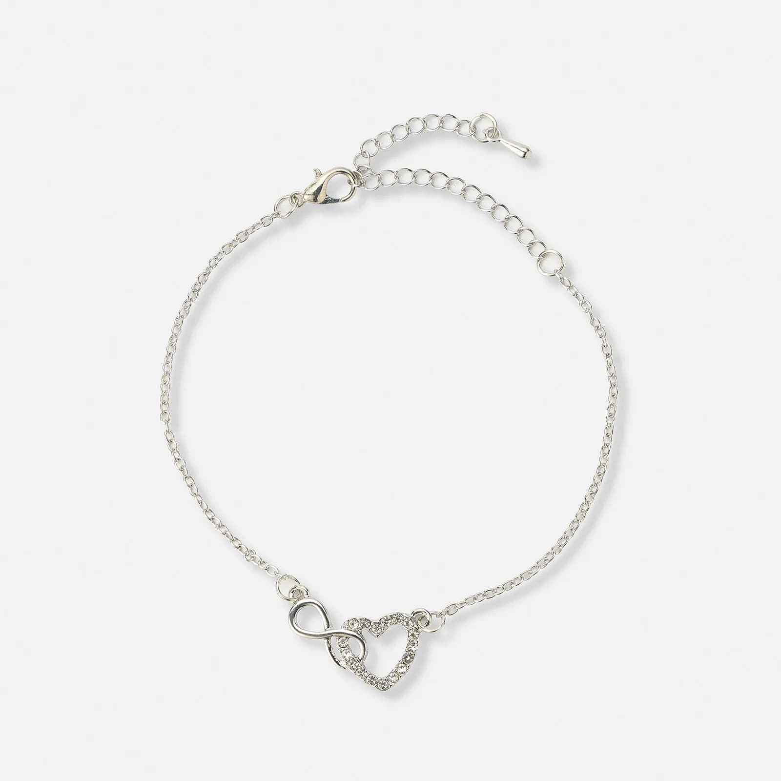 Silverfärgat armband dam - hjärta & infinity