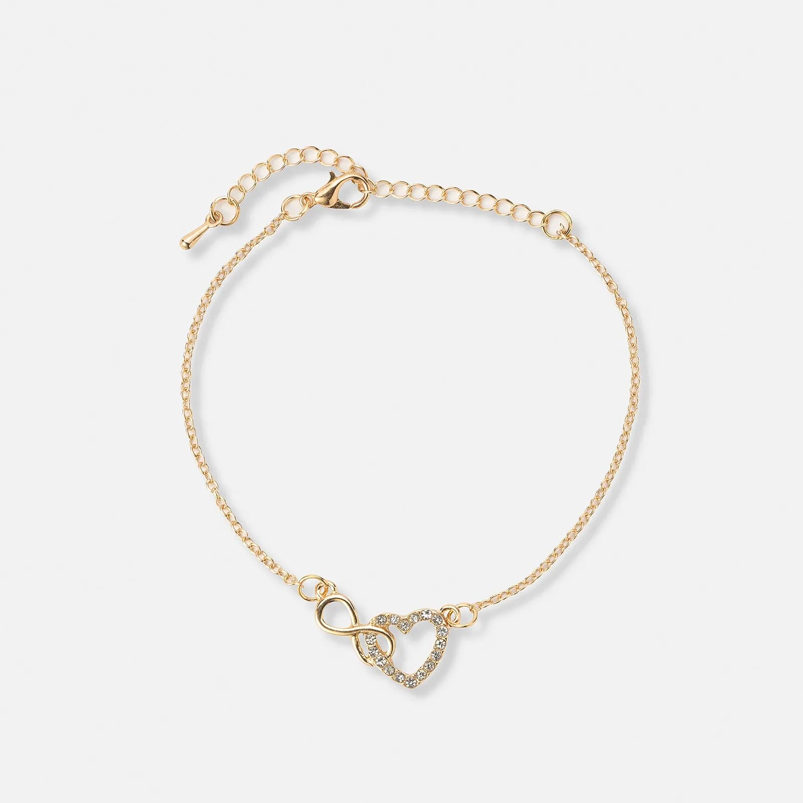 Guldfärgat armband dam - hjärta & infinity
