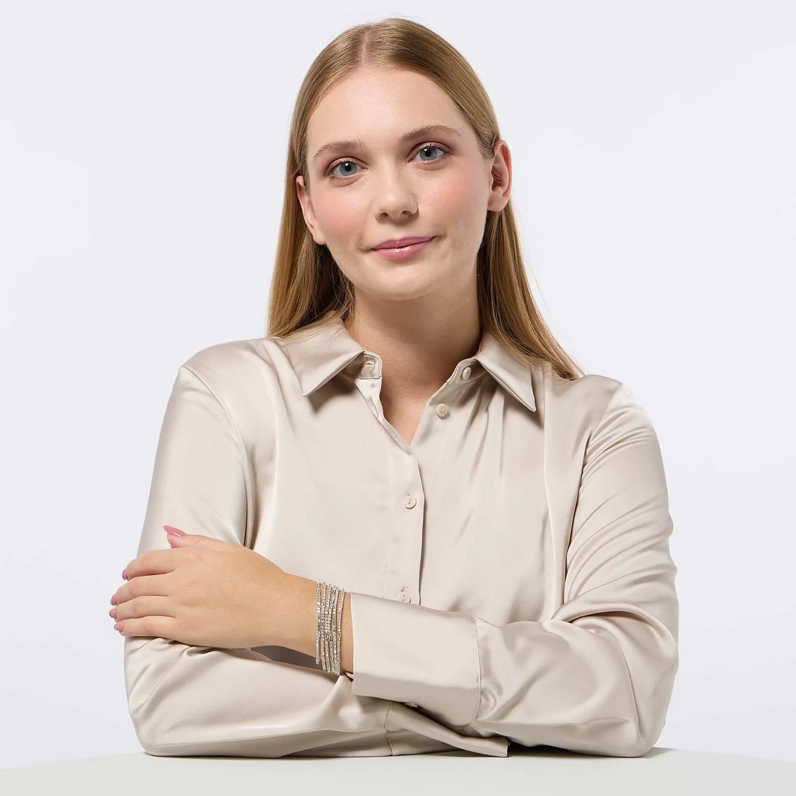 Silverfärgat armband dam - strass, 6 rader 3