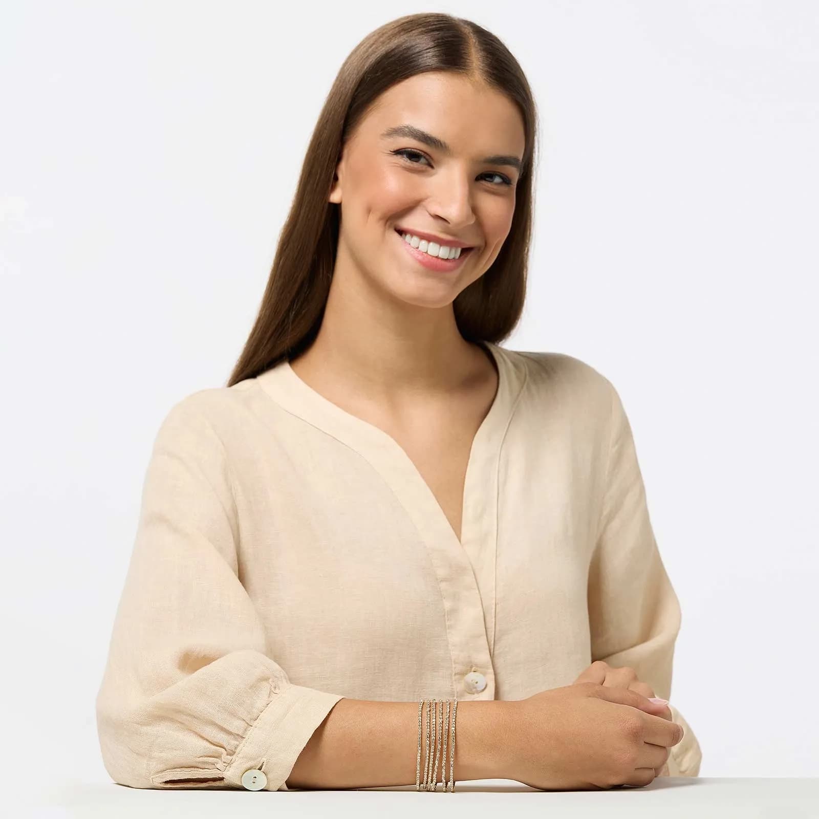 Guldfärgat armband dam - strass, 6 rader 2