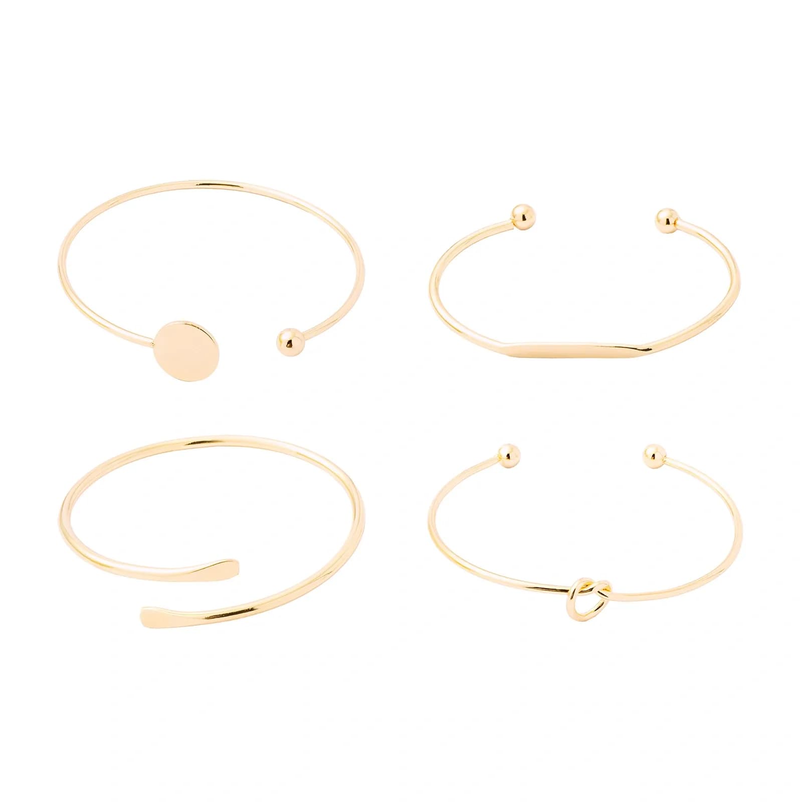Guldfärgade armband, stela armringar i 4-pack - One size 2