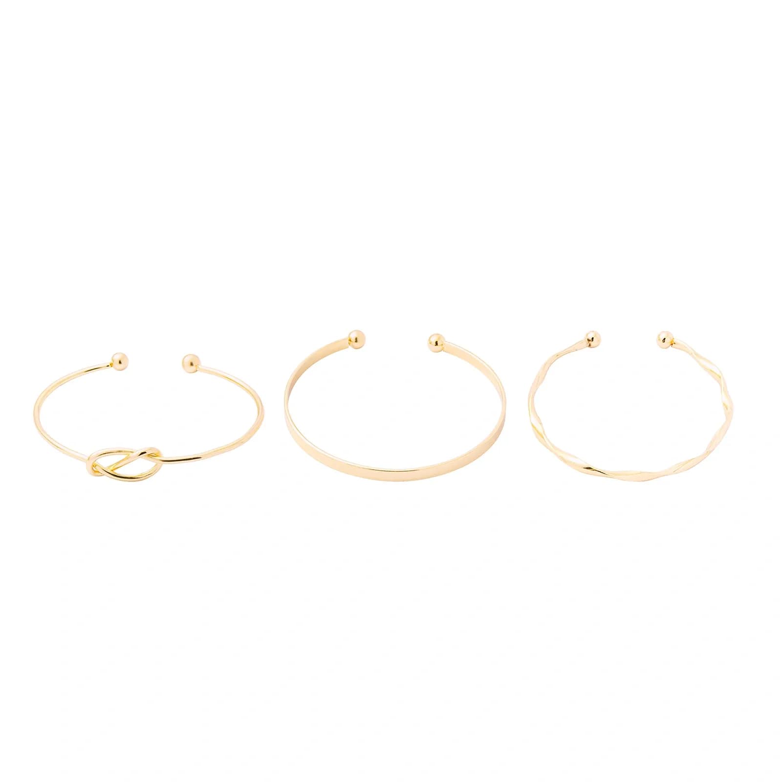 Guldfärgat armband, stela armringar i 3-pack - One size 2