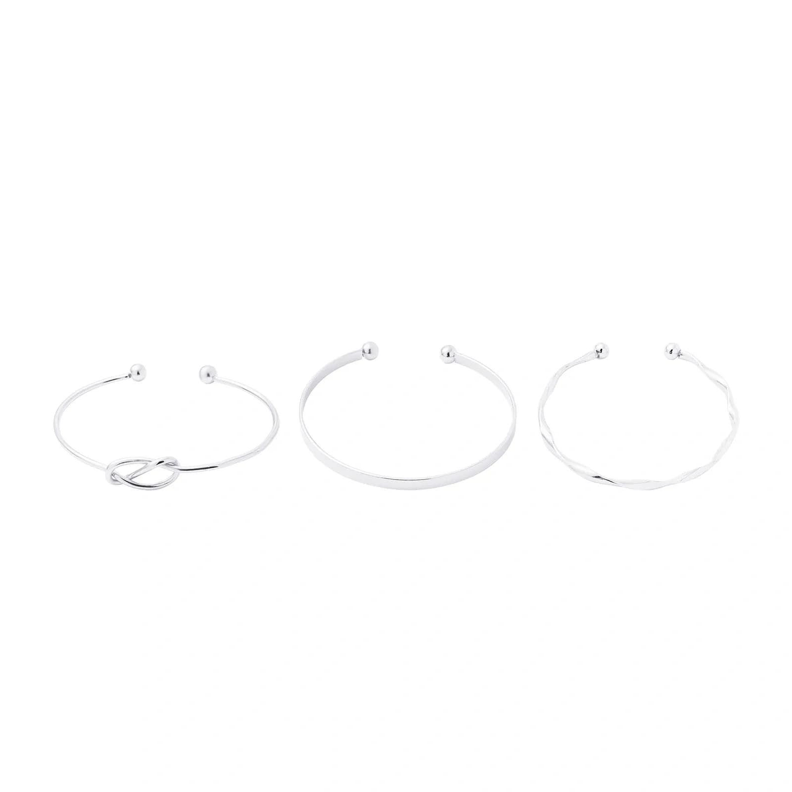 Silverfärgat armband, stela armringar i 3-pack - One size 2