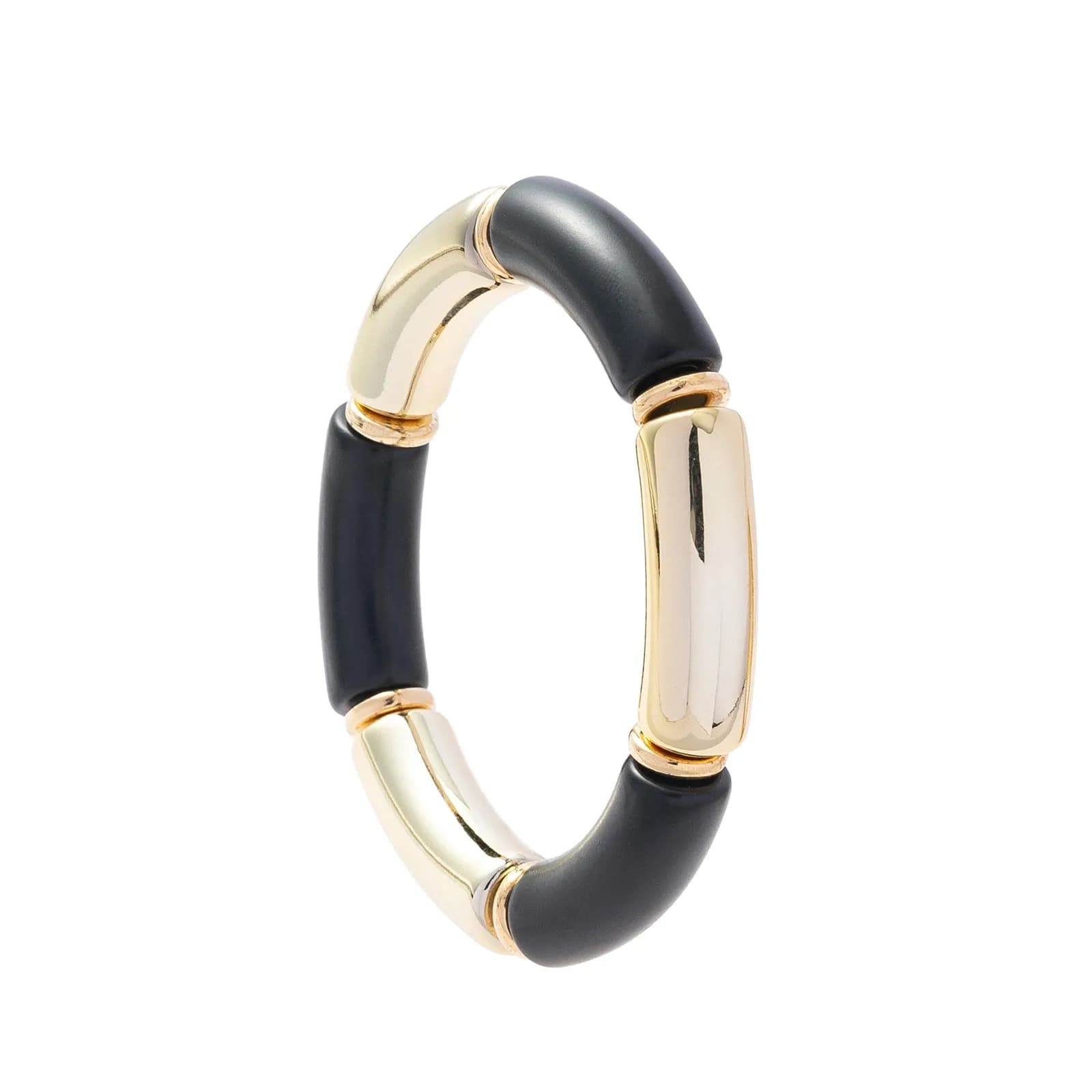 Guldfärgat armband, böjda rör i svart och guld - Justerbar 2